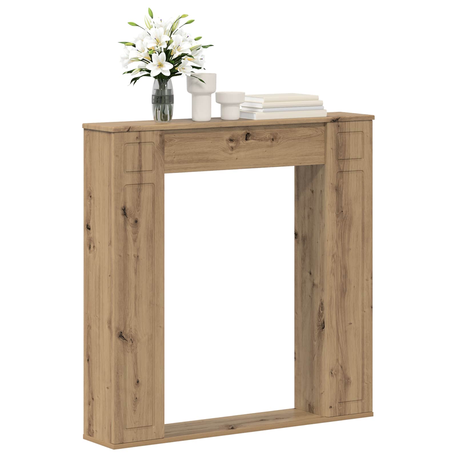 Haardomlijsting Artisanaal eiken 100 x 20 x 100 cm Bewerkt hout is nu te koop bij PeponiXL, paradijselijk wonen!