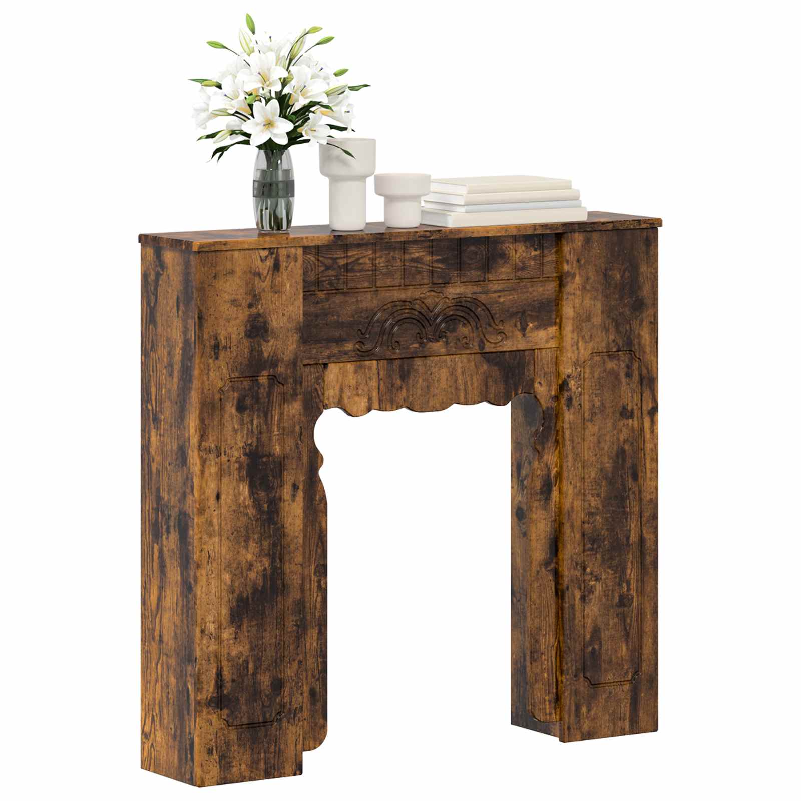 Haardomlijsting Gerookt eiken 93 x 20 x 89 cm Bewerkt hout is nu te koop bij PeponiXL, paradijselijk wonen!
