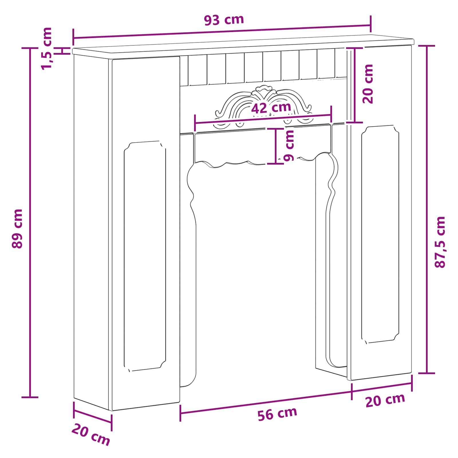 Haardomlijsting Grijs Sonoma 93 x 20 x 89 cm Bewerkt hout is nu te koop bij PeponiXL, paradijselijk wonen!
