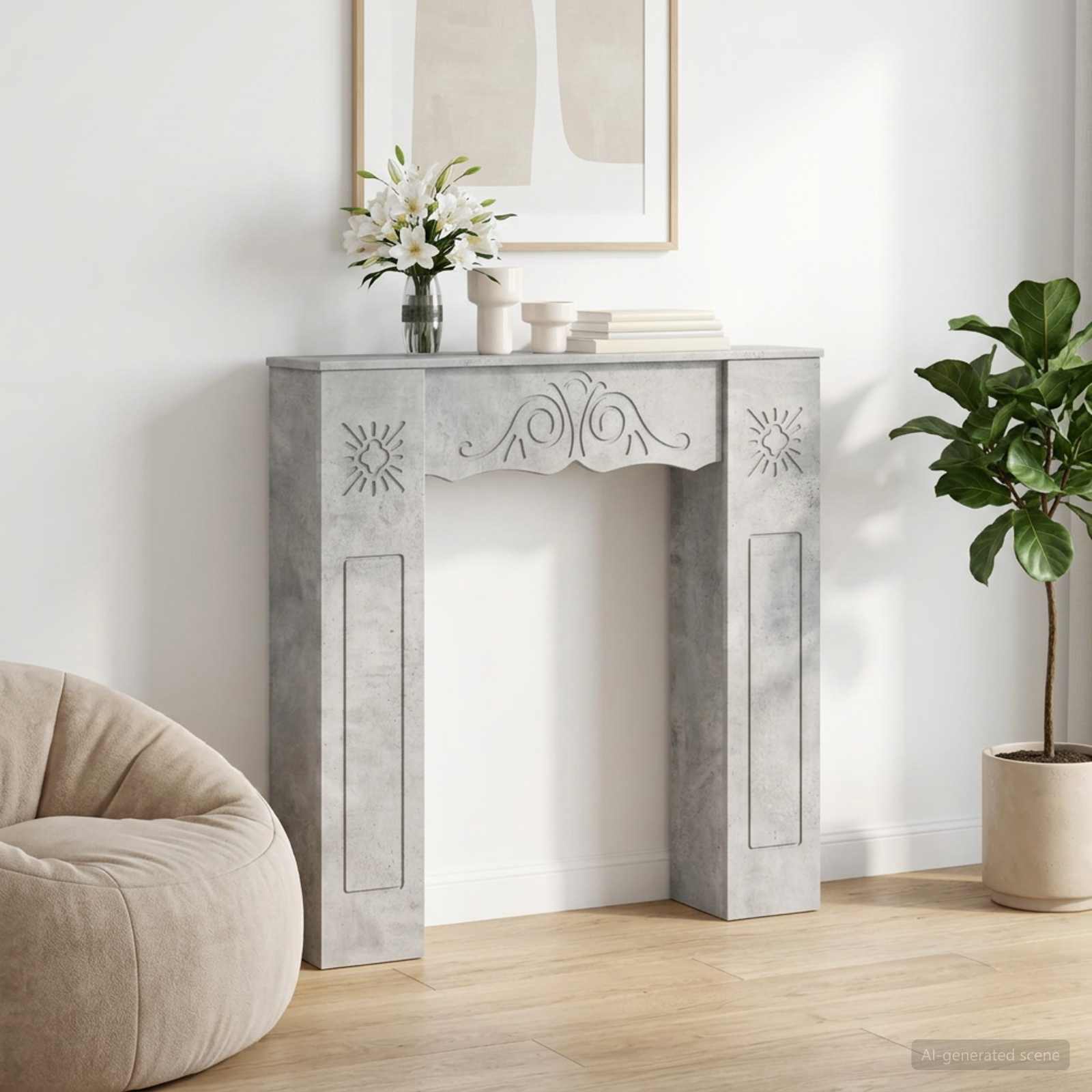 Haardomlijsting Betongrijs 102 x 20 x 102 cm Bewerkt hout is nu te koop bij PeponiXL, paradijselijk wonen!