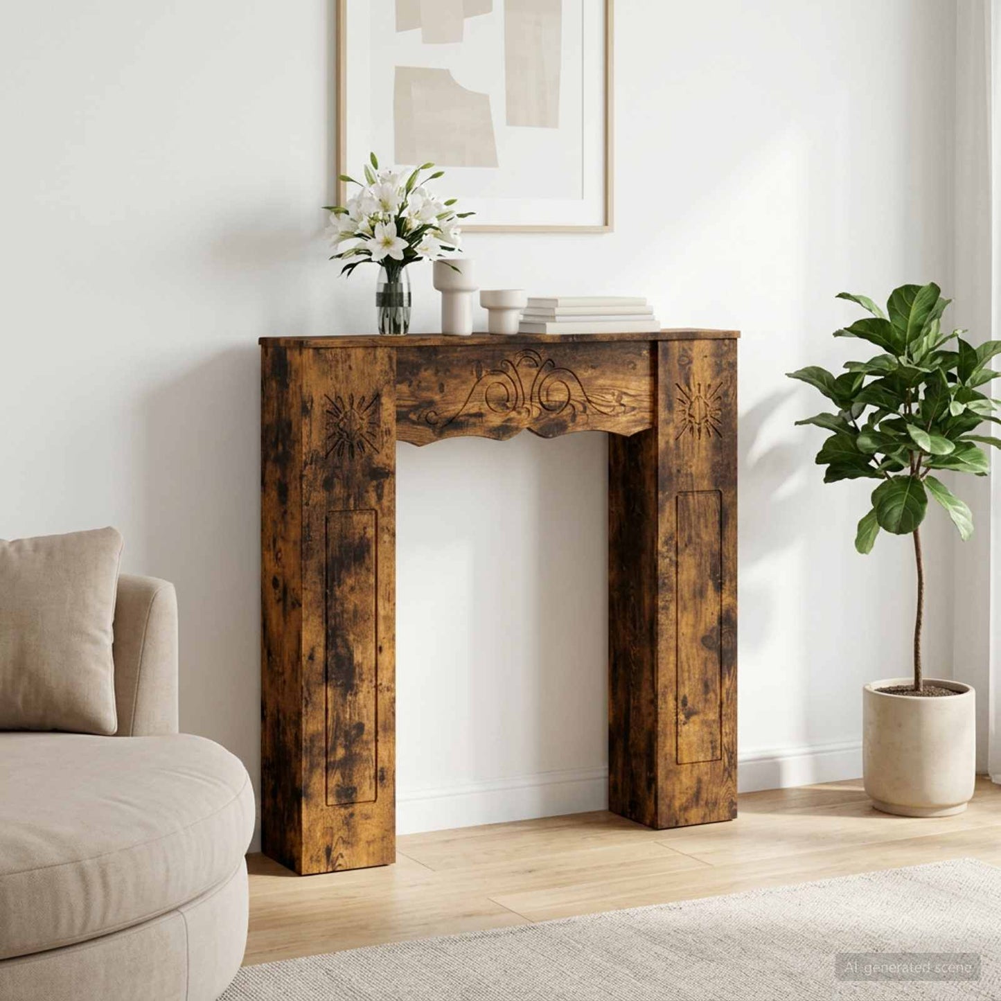 Haardomlijsting Gerookt eiken 102 x 20 x 102 cm Bewerkt hout is nu te koop bij PeponiXL, paradijselijk wonen!