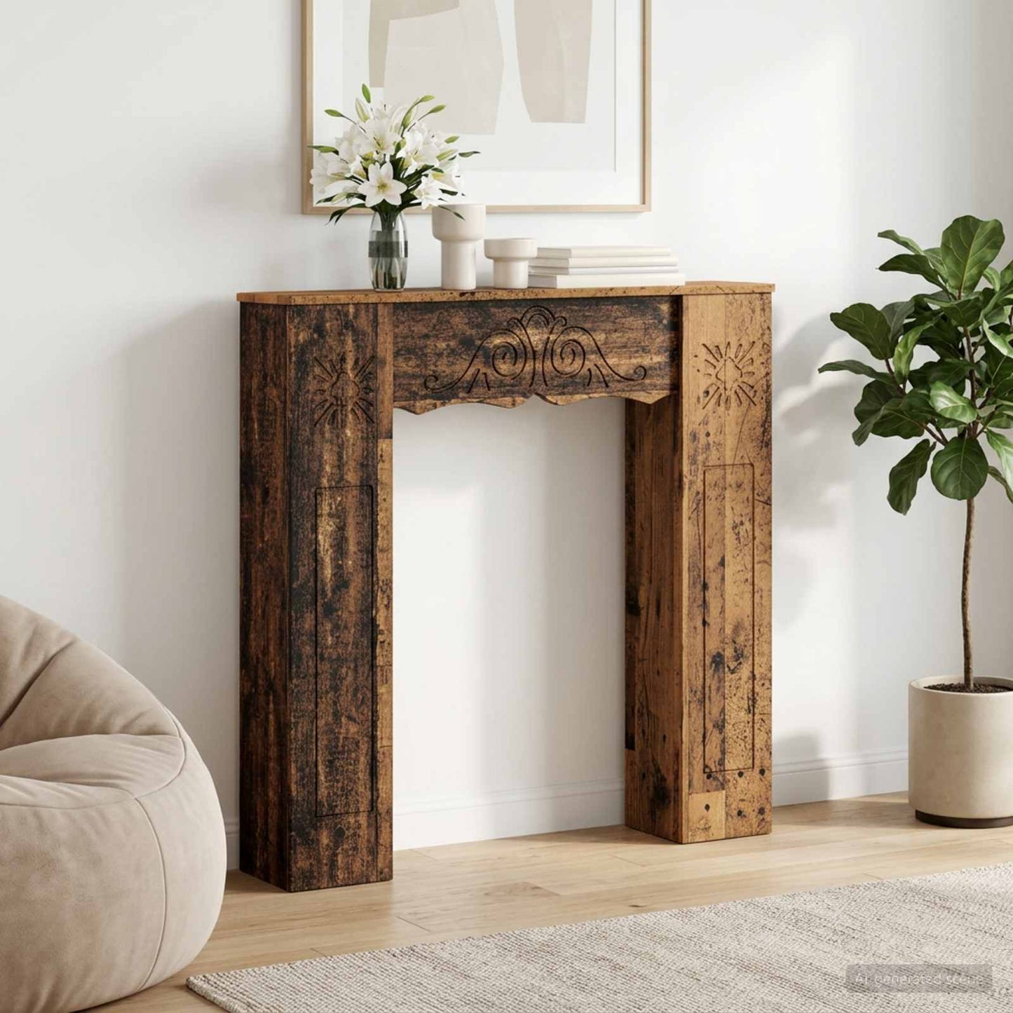Haardomlijsting Oud hout 102 x 20 x 102 cm Bewerkt hout is nu te koop bij PeponiXL, paradijselijk wonen!