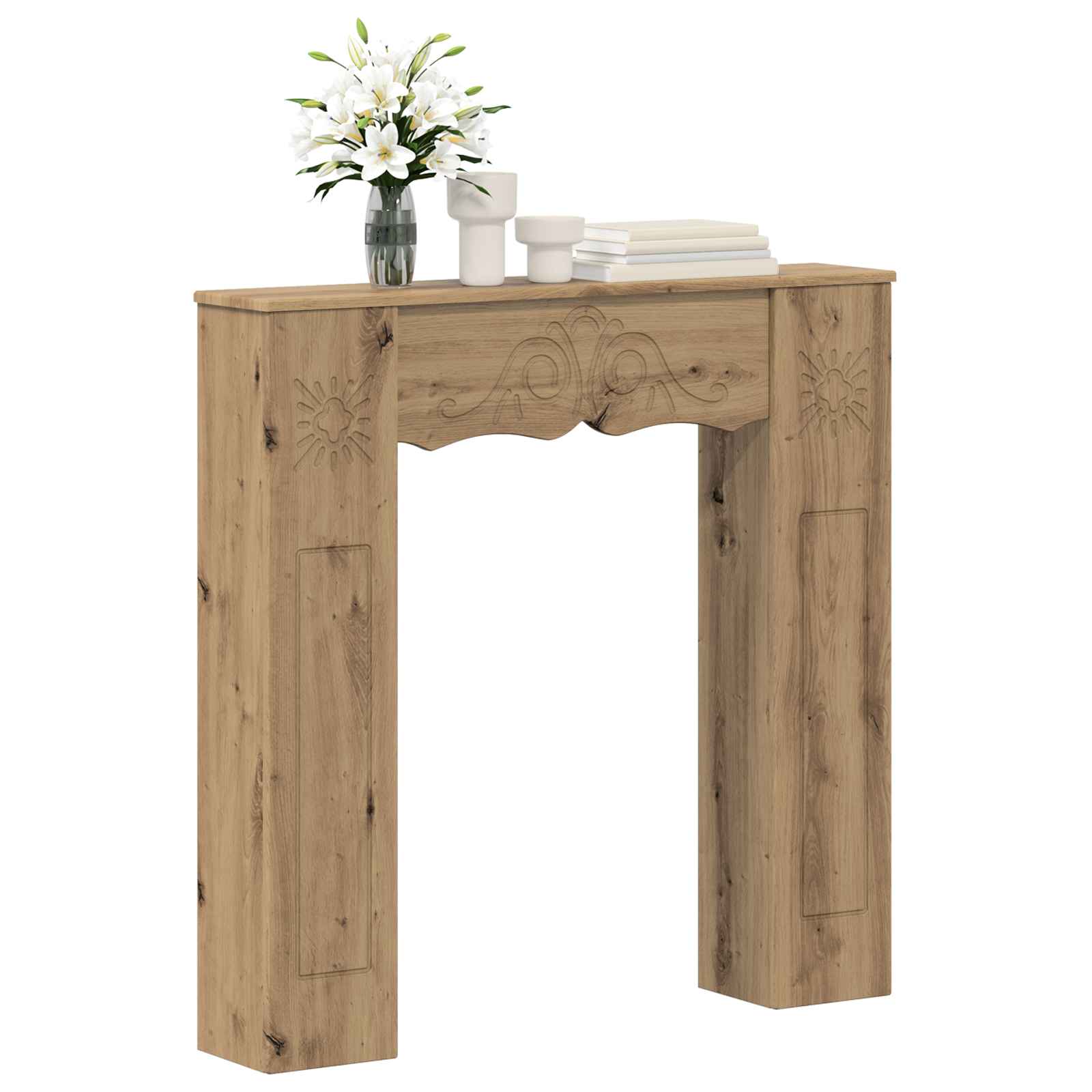 Haardomlijsting Artisanaal eiken 102 x 20 x 102 cm Bewerkt hout is nu te koop bij PeponiXL, paradijselijk wonen!