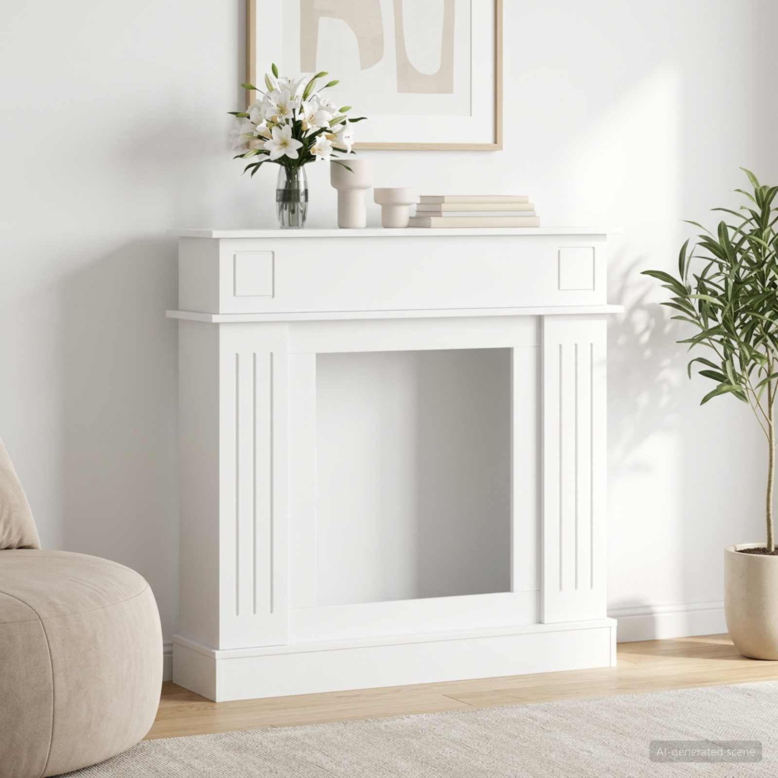 Haardomlijsting Wit 102 x 26 x 100 cm Bewerkt hout is nu te koop bij PeponiXL, paradijselijk wonen!