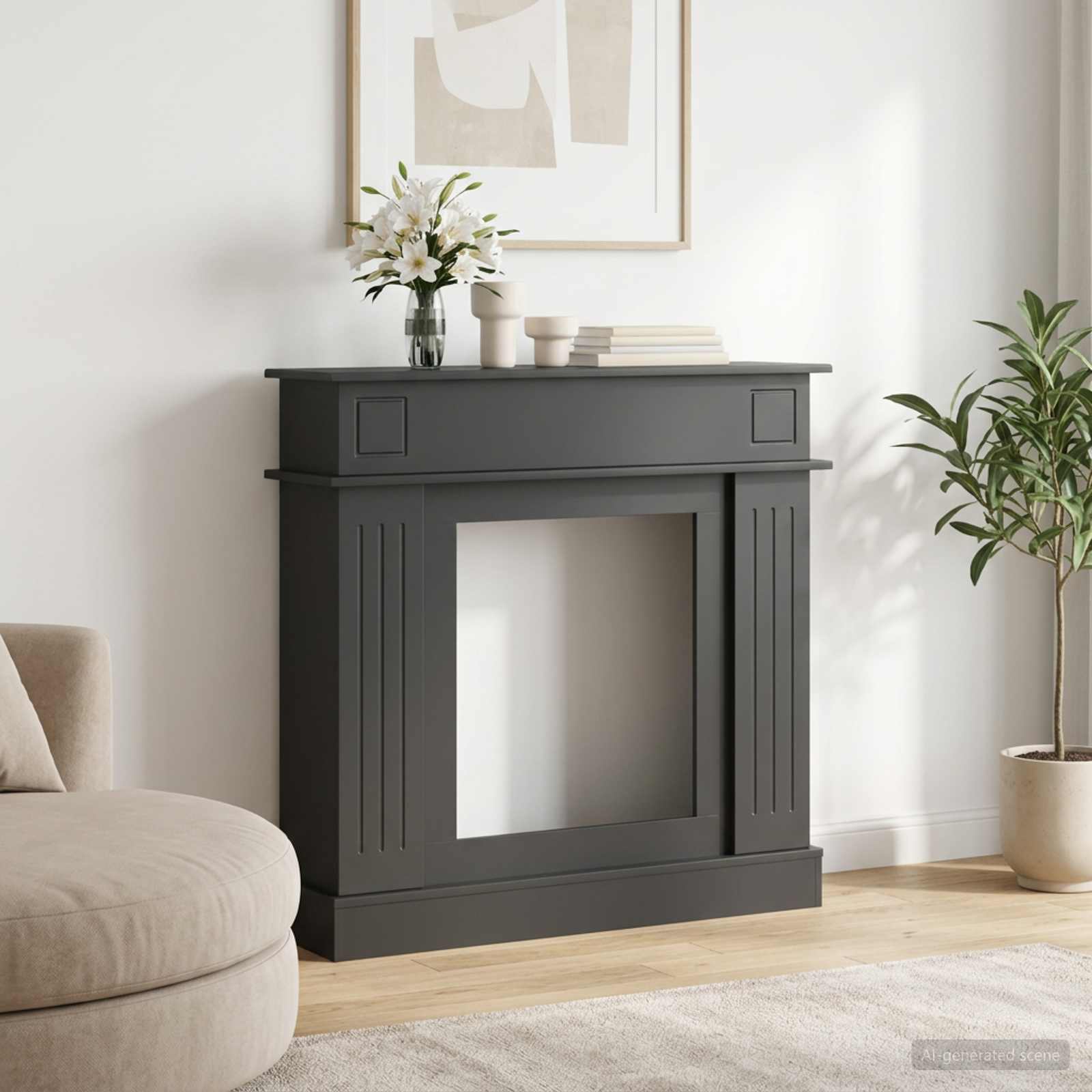 Haardomlijsting Zwart 102 x 26 x 100 cm Bewerkt hout is nu te koop bij PeponiXL, paradijselijk wonen!