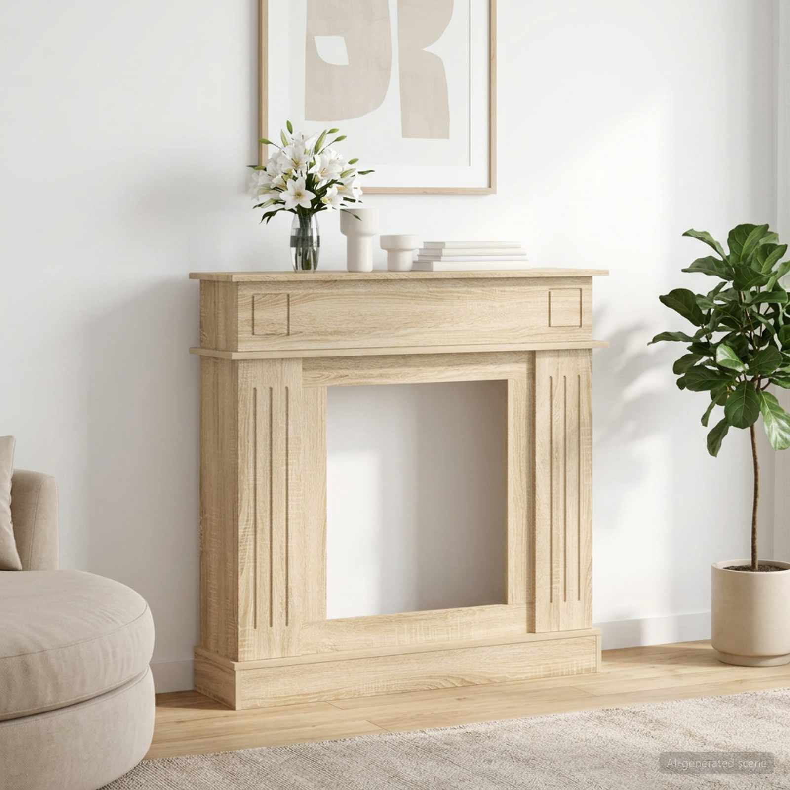 Haardomlijsting Sonoma 102 x 26 x 100 cm Bewerkt hout is nu te koop bij PeponiXL, paradijselijk wonen!