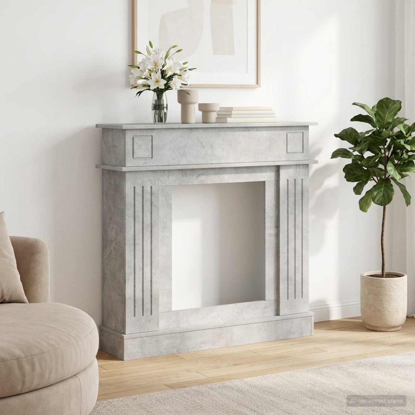 Haardomlijsting Betongrijs 102 x 26 x 100 cm Bewerkt hout is nu te koop bij PeponiXL, paradijselijk wonen!