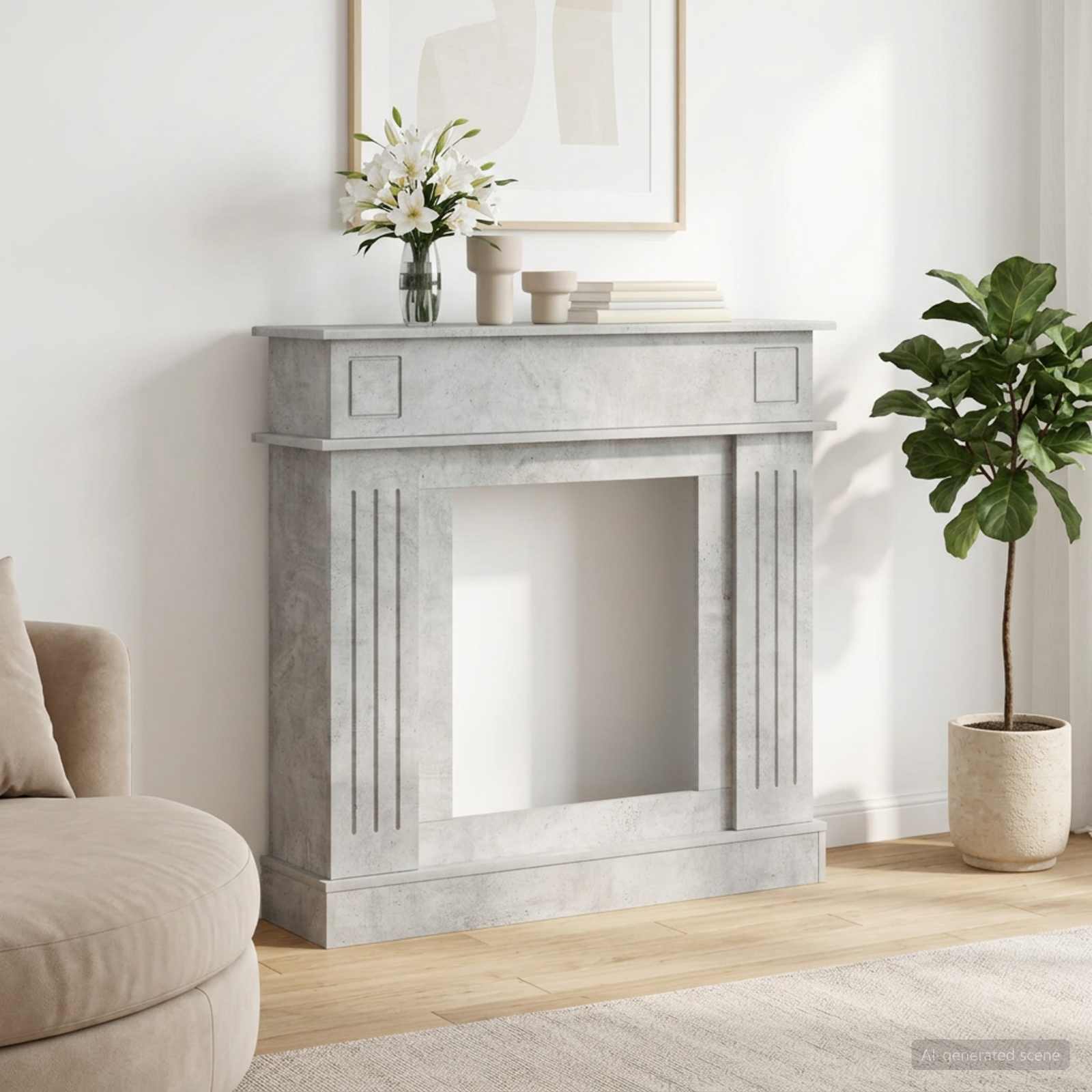 Haardomlijsting Betongrijs 102 x 26 x 100 cm Bewerkt hout is nu te koop bij PeponiXL, paradijselijk wonen!