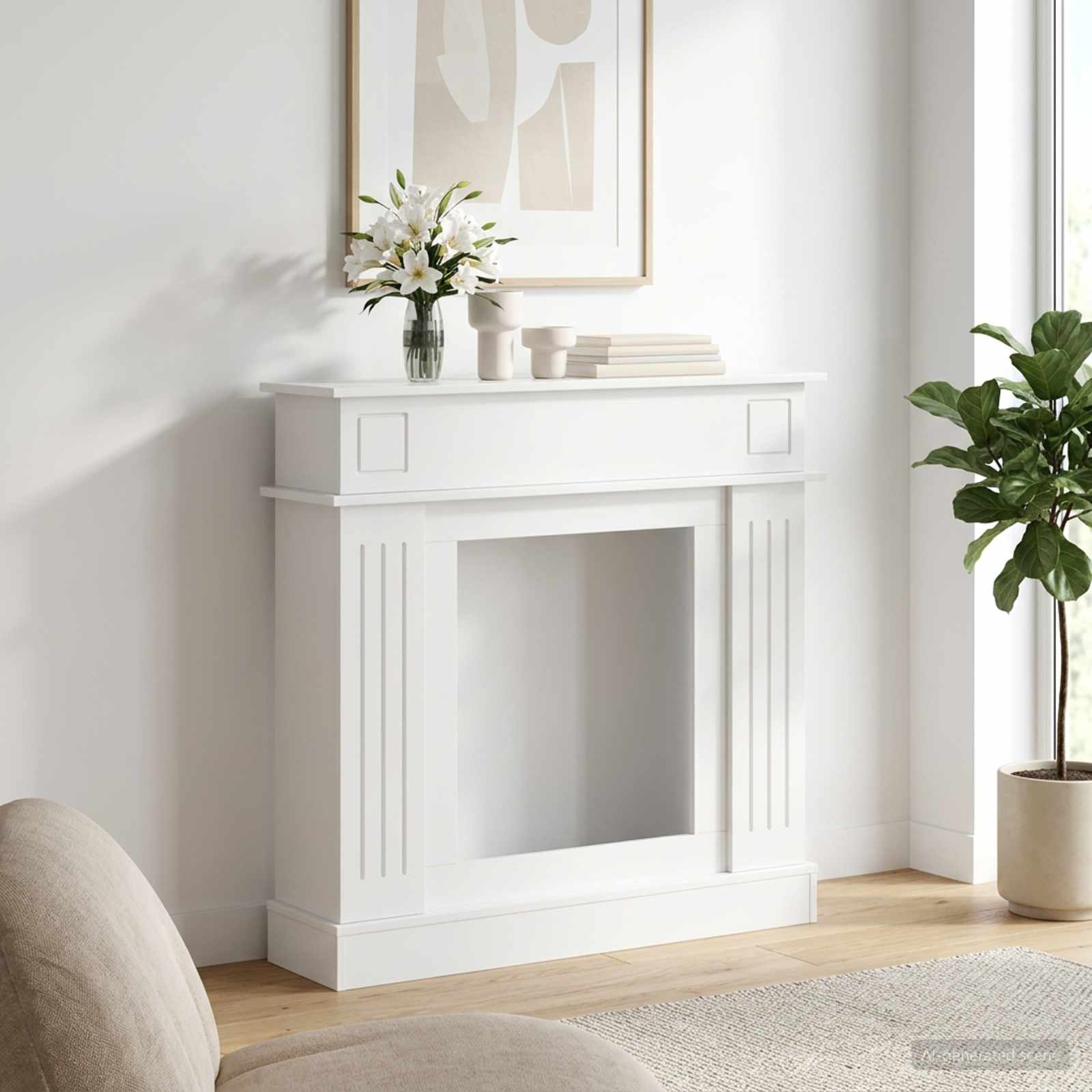 Haardomlijsting Glanzend Wit 102 x 26 x 100 cm Bewerkt hout is nu te koop bij PeponiXL, paradijselijk wonen!