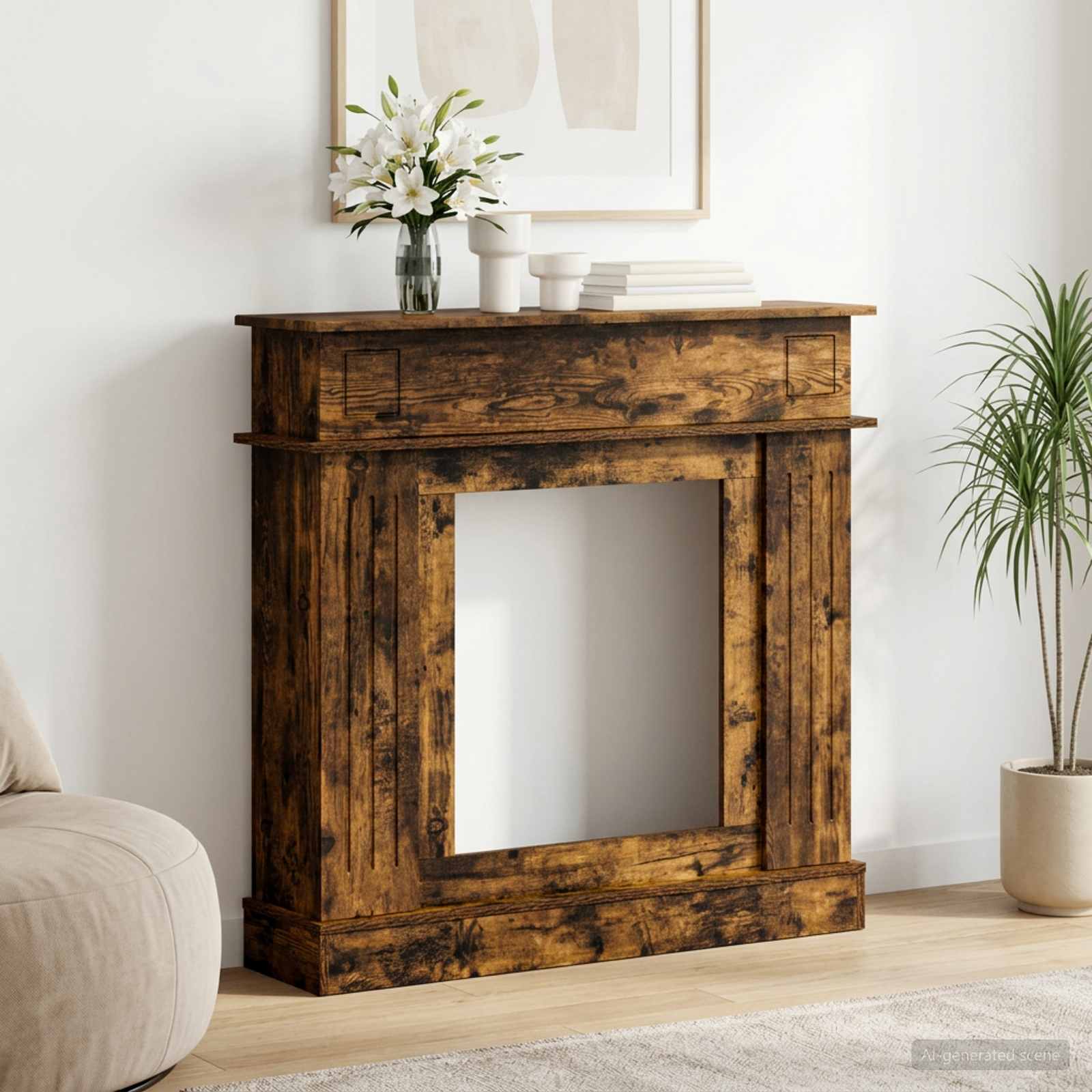 Haardomlijsting Gerookt eiken 102 x 26 x 100 cm Bewerkt hout is nu te koop bij PeponiXL, paradijselijk wonen!