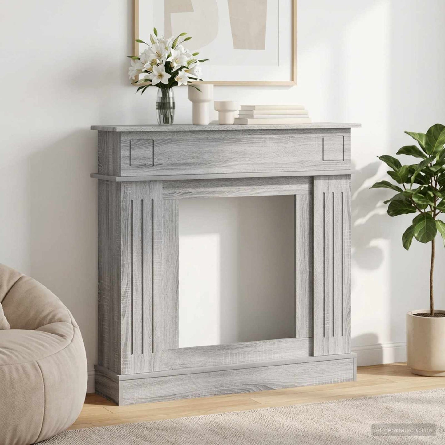 Haardomlijsting Grijs Sonoma 102 x 26 x 100 cm Bewerkt hout is nu te koop bij PeponiXL, paradijselijk wonen!