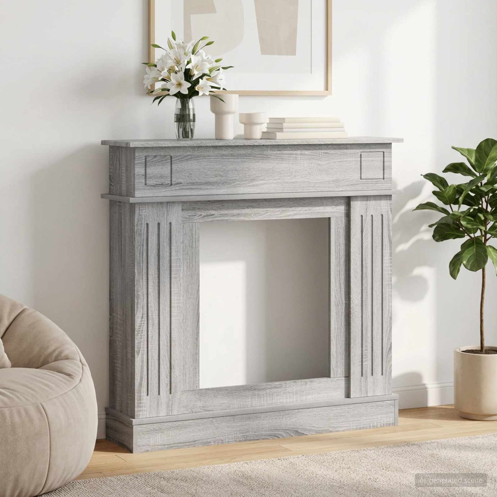 Haardomlijsting Grijs Sonoma 102 x 26 x 100 cm Bewerkt hout is nu te koop bij PeponiXL, paradijselijk wonen!