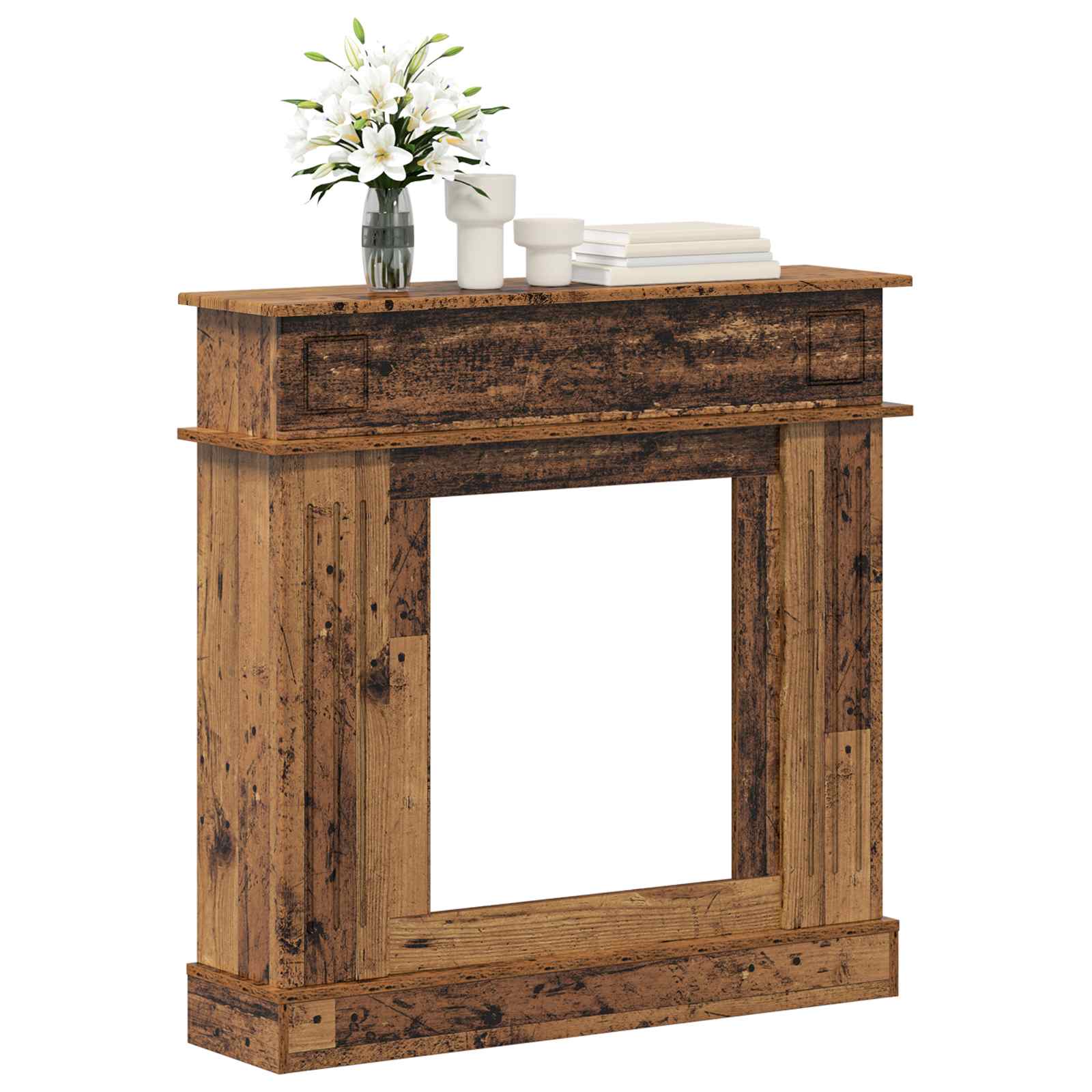 Haardomlijsting Oud hout 102 x 26 x 100 cm Bewerkt hout is nu te koop bij PeponiXL, paradijselijk wonen!