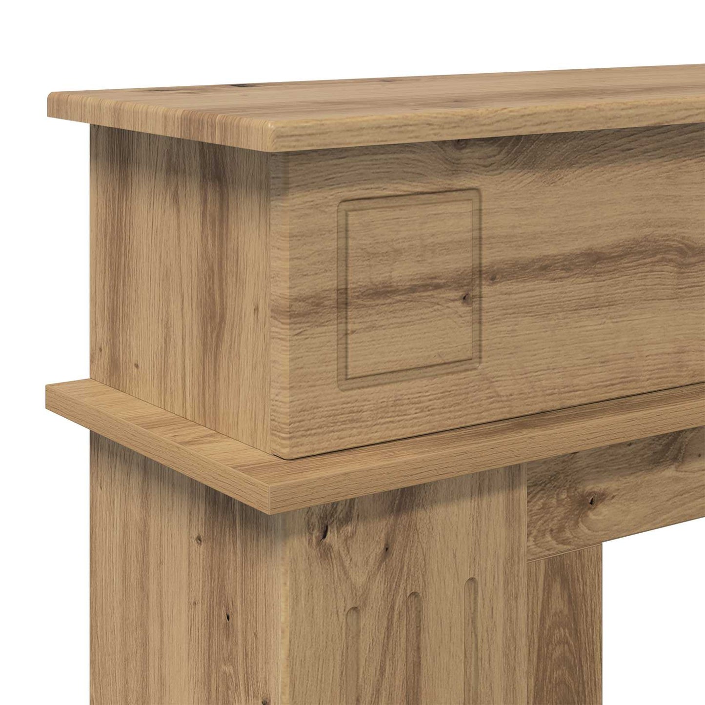 Haardomlijsting Artisanaal eiken 102 x 26 x 100 cm Bewerkt hout is nu te koop bij PeponiXL, paradijselijk wonen!