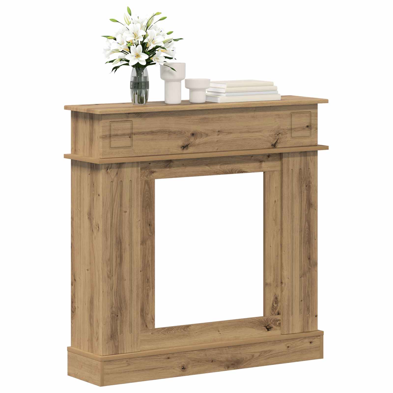 Haardomlijsting Artisanaal eiken 102 x 26 x 100 cm Bewerkt hout is nu te koop bij PeponiXL, paradijselijk wonen!