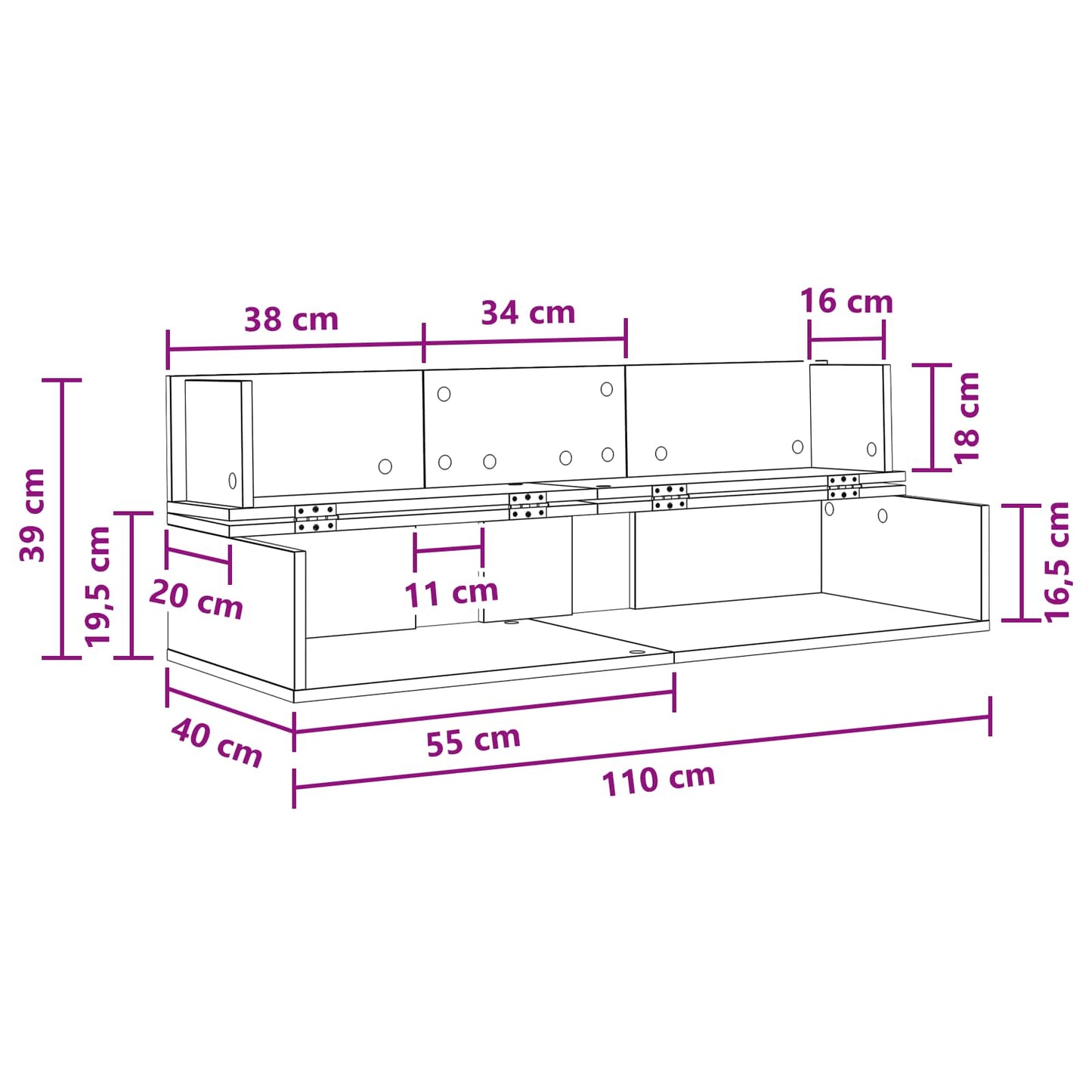 studiobureau Gerookt eiken 110 x 40 x 19,5 cm Bewerkt hout is nu te koop bij PeponiXL, paradijselijk wonen!