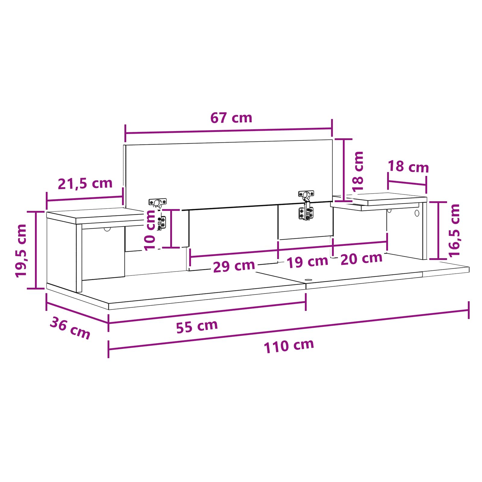 studiobureau Gerookt eiken 110 x 36 x 19,5 cm Bewerkt hout is nu te koop bij PeponiXL, paradijselijk wonen!