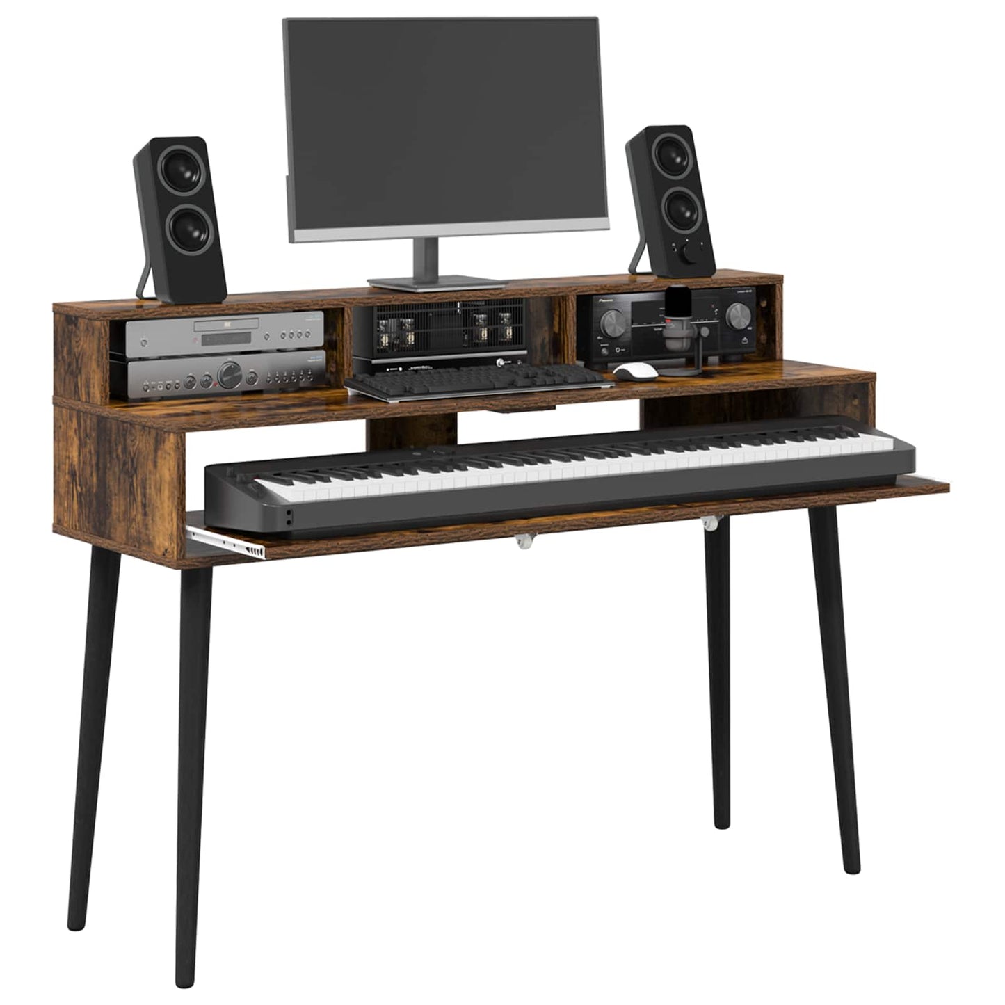 Studiebureau Gerookt eiken 130 x 42,5 x 36 cm Bewerkt hout is nu te koop bij PeponiXL, paradijselijk wonen!