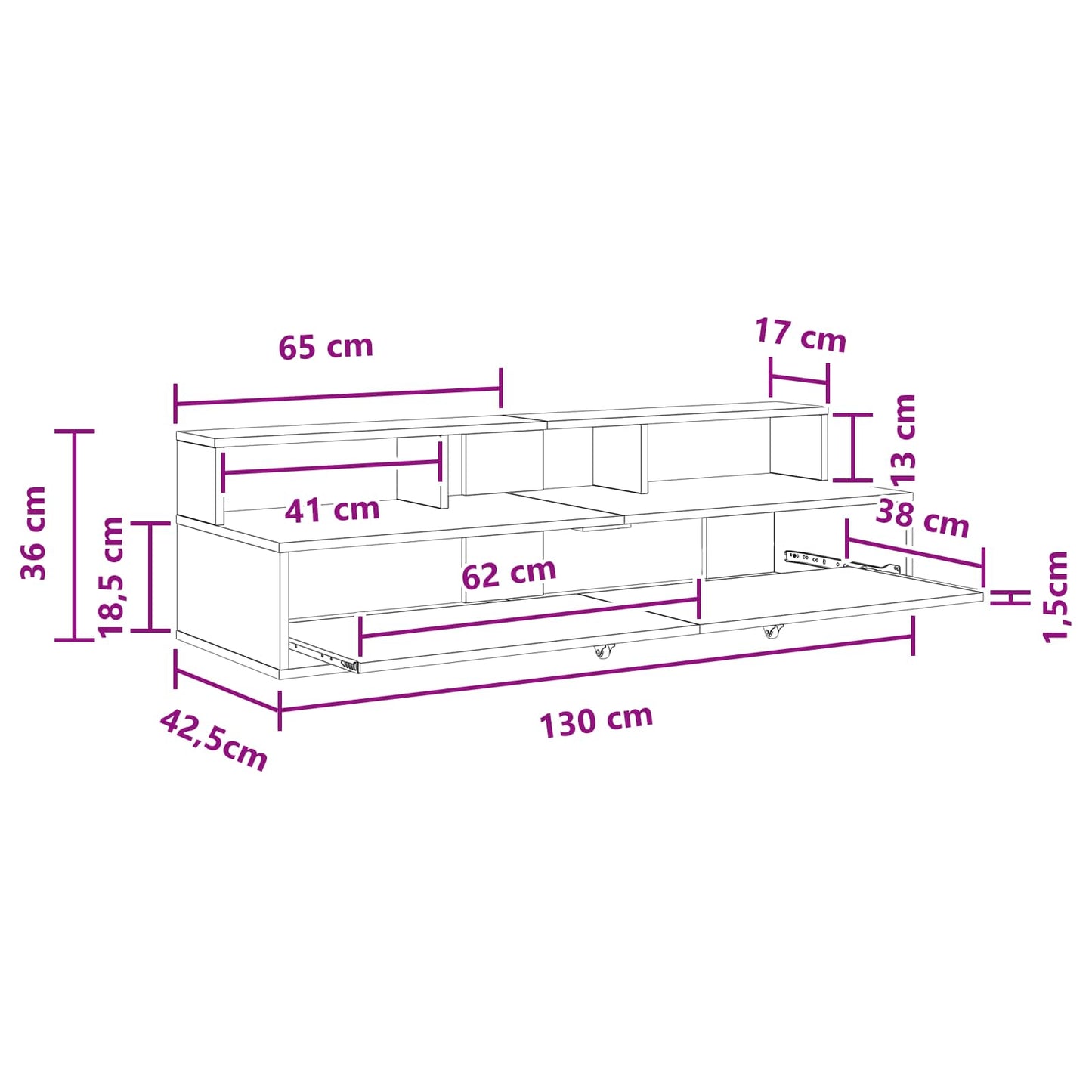 Studiebureau Gerookt eiken 130 x 42,5 x 36 cm Bewerkt hout is nu te koop bij PeponiXL, paradijselijk wonen!