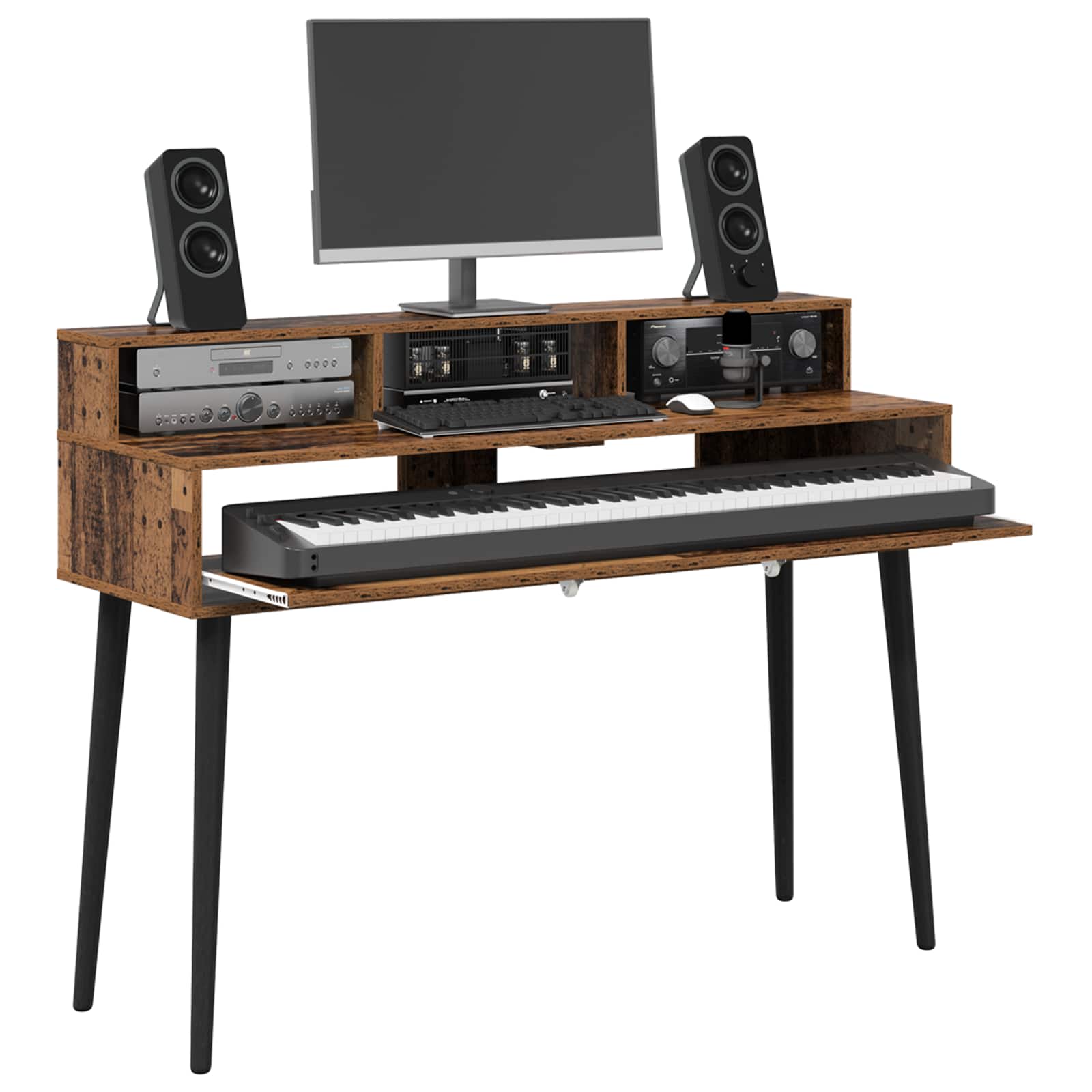 Studiebureau Oud hout 130 x 42,5 x 36 cm Bewerkt hout is nu te koop bij PeponiXL, paradijselijk wonen!