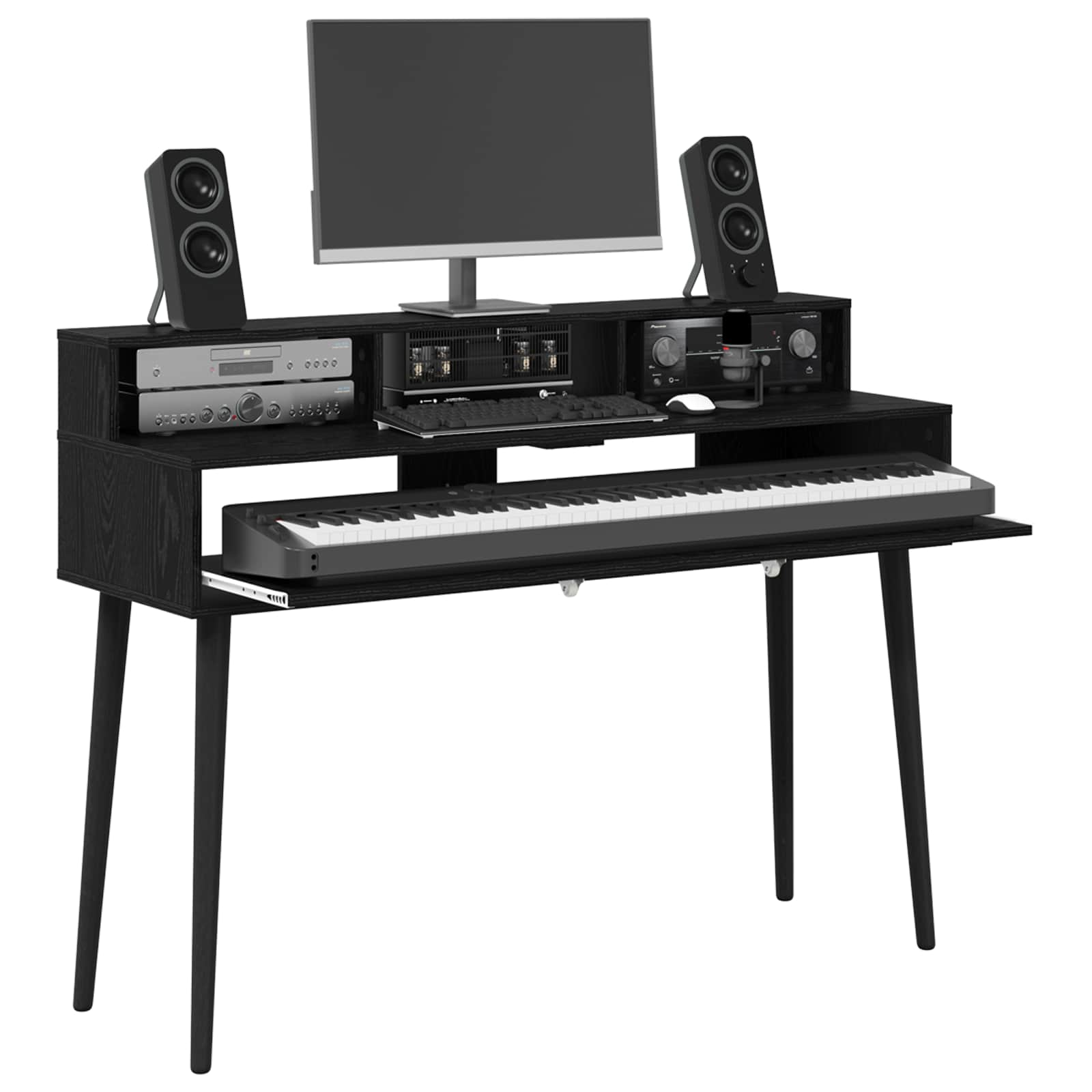 Studiebureau Zwart eiken 110 x 42,5 x 36 cm Bewerkt hout is nu te koop bij PeponiXL, paradijselijk wonen!