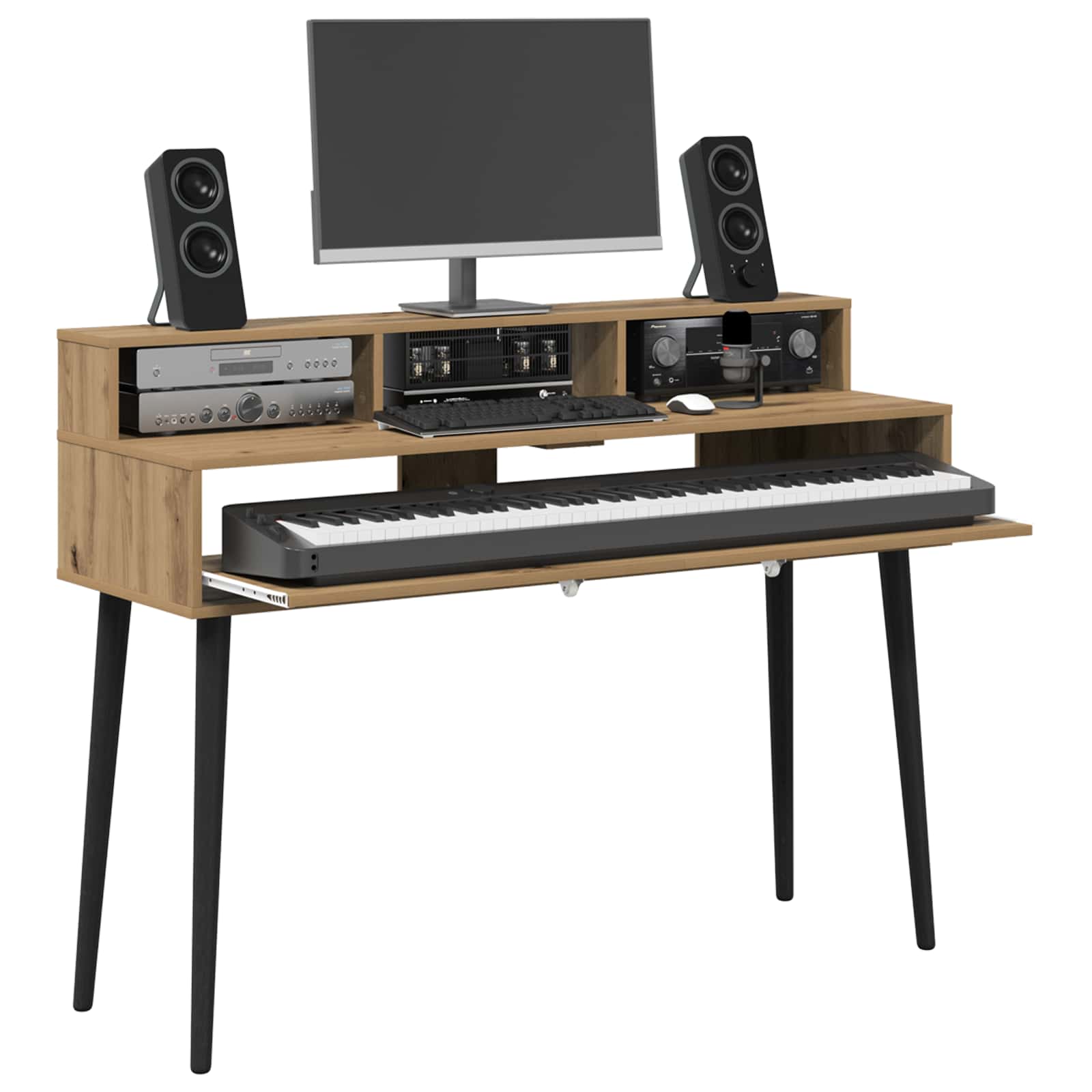 Studiebureau Artisanaal eiken 110 x 42,5 x 36 cm Bewerkt hout is nu te koop bij PeponiXL, paradijselijk wonen!