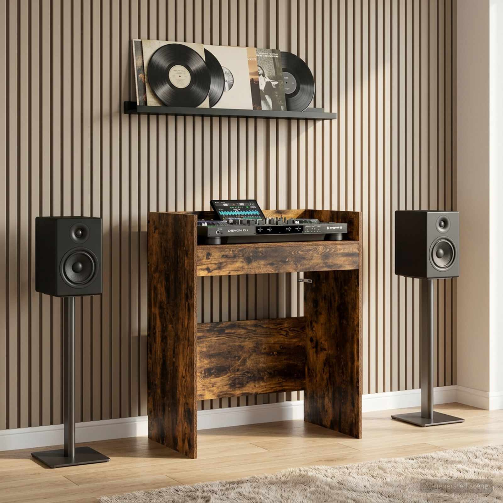 DJ Tafel Gerookt eiken 102 x 45 x 102 cm Bewerkt hout is nu te koop bij PeponiXL, paradijselijk wonen!