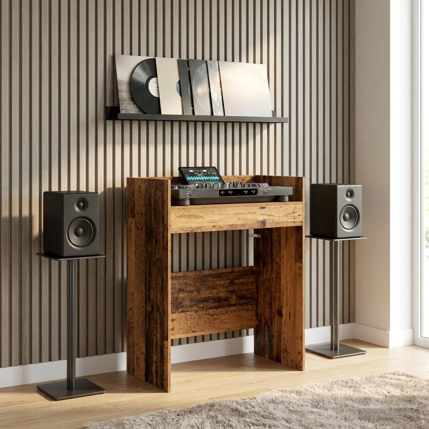 DJ Tafel Oud hout 102 x 45 x 102 cm Bewerkt hout