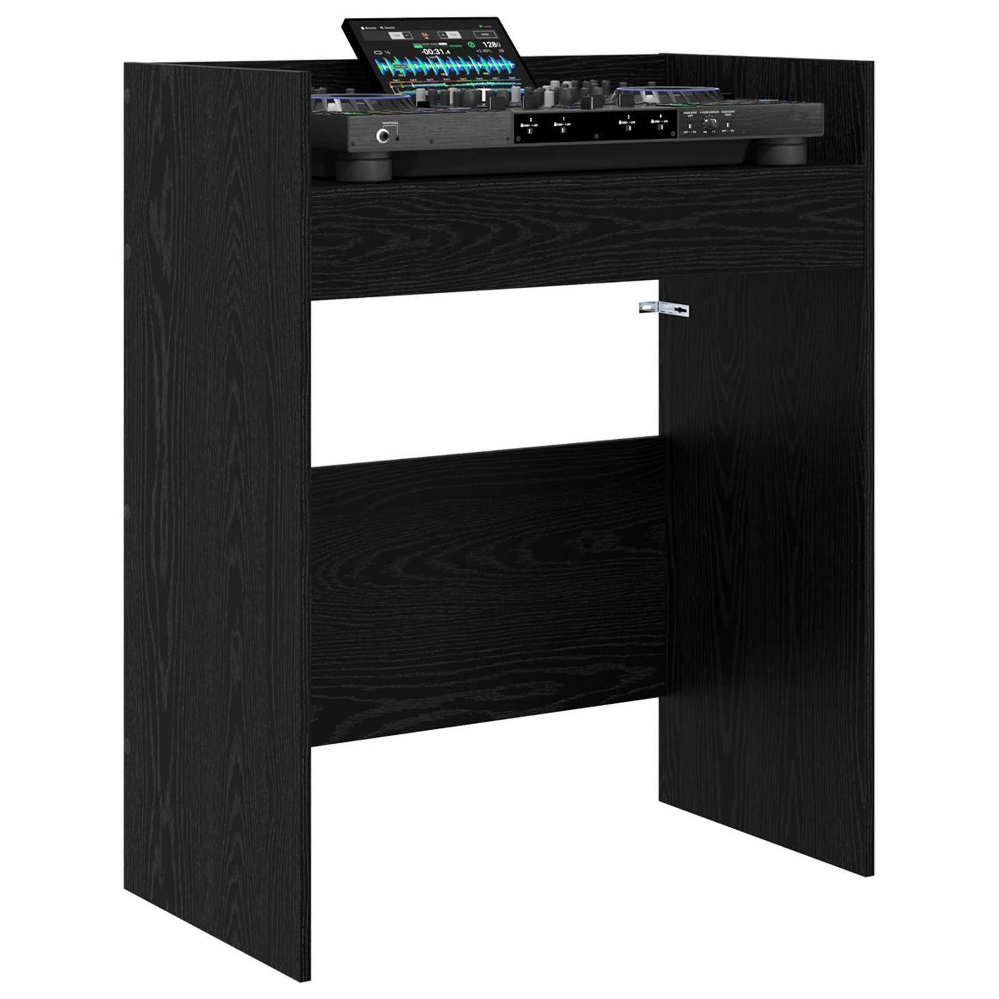 DJ Tafel Zwart eiken 82 x 45 x 102 cm Bewerkt hout
