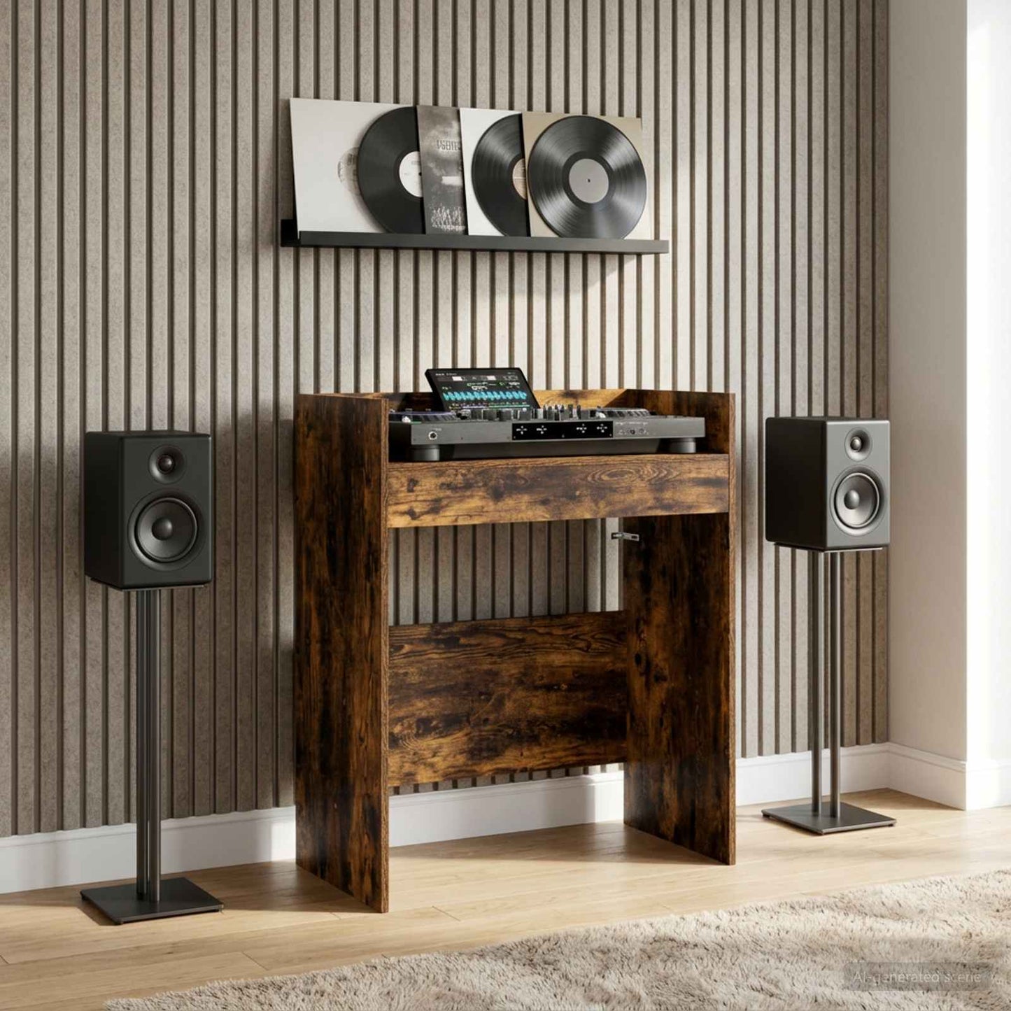 DJ Tafel Gerookt eiken 82 x 45 x 102 cm Bewerkt hout is nu te koop bij PeponiXL, paradijselijk wonen!