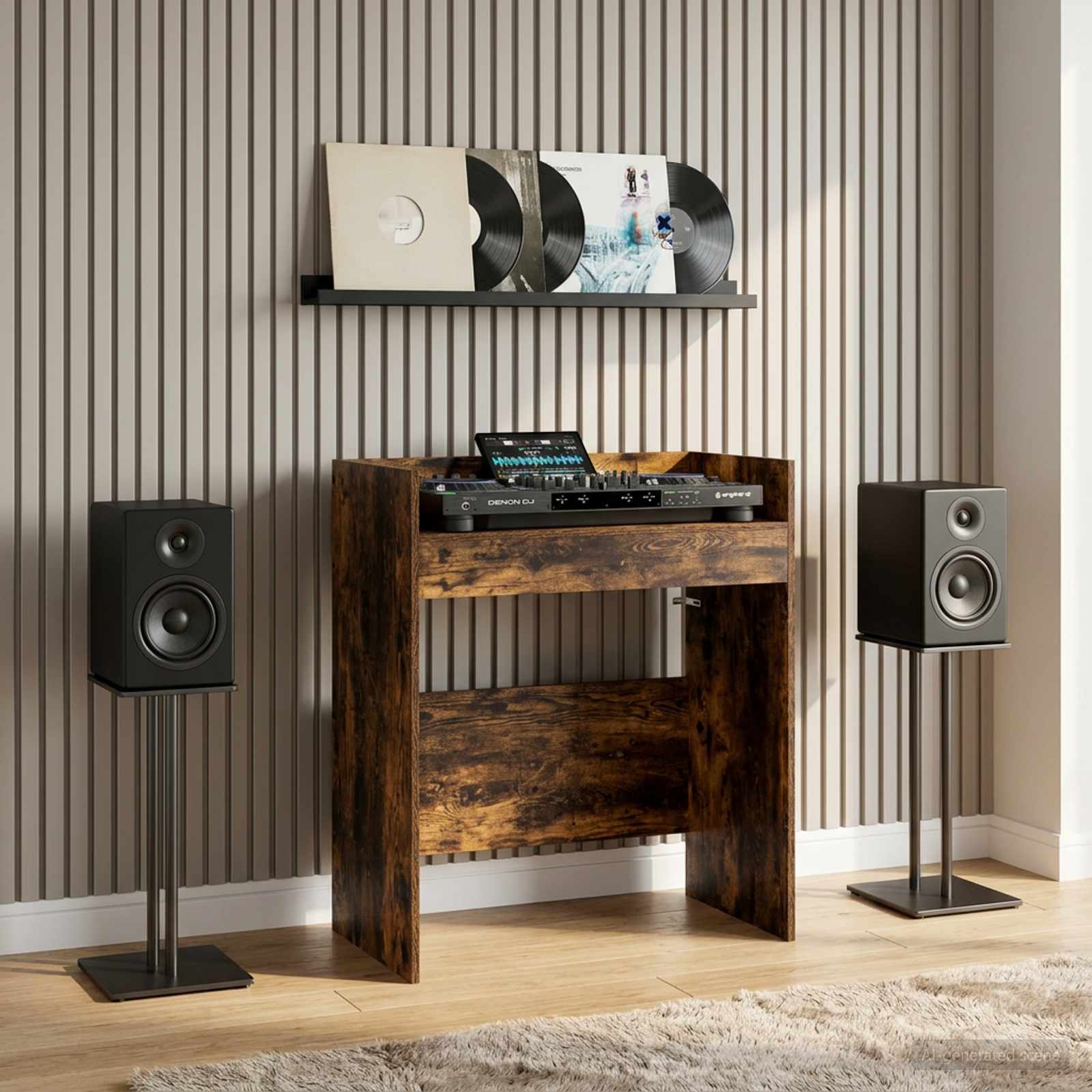 DJ Tafel Gerookt eiken 62 x 45 x 102 cm Bewerkt hout is nu te koop bij PeponiXL, paradijselijk wonen!