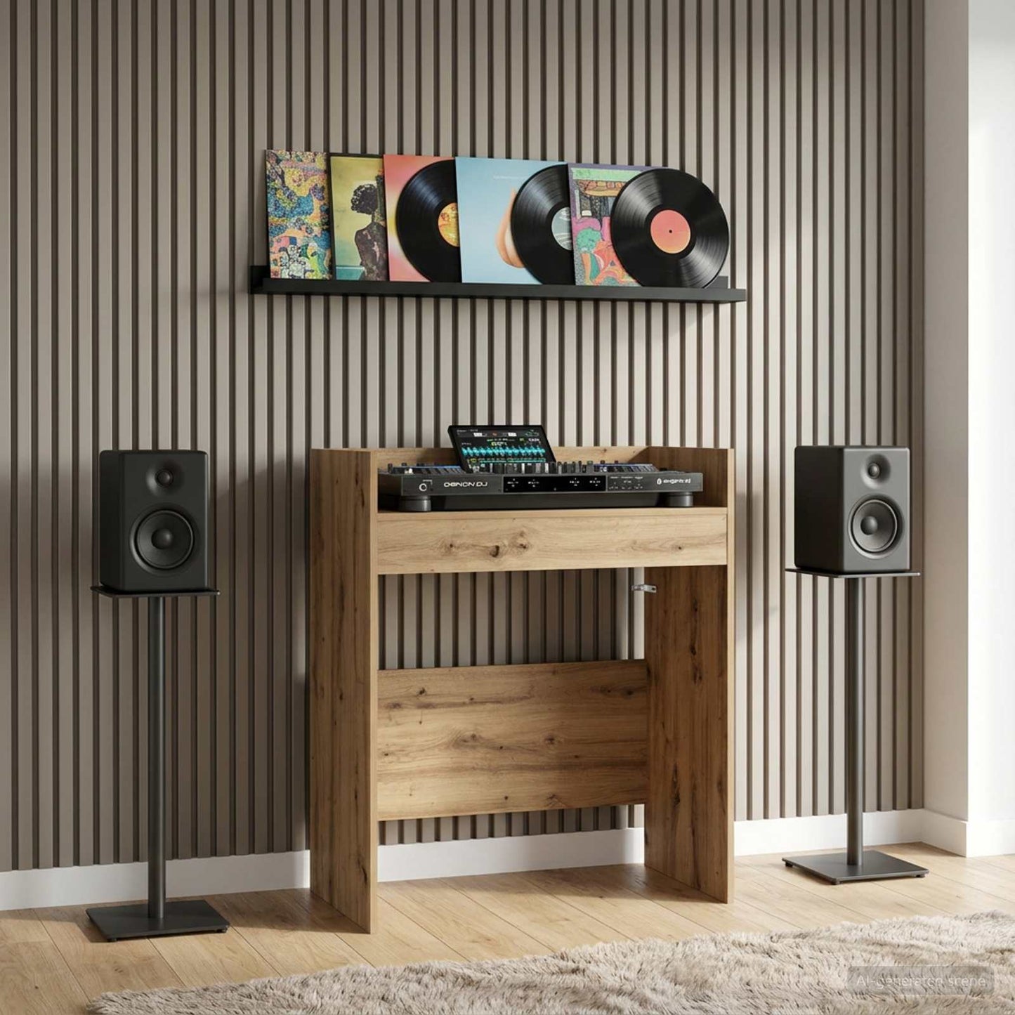 DJ Tafel Artisanaal eiken 62 x 45 x 102 cm Bewerkt hout