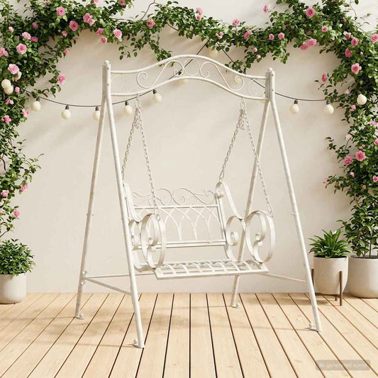 Schommelbank Staal 113 x 121,5 x 168 cm Antiek wit is nu te koop bij PeponiXL, paradijselijk wonen!