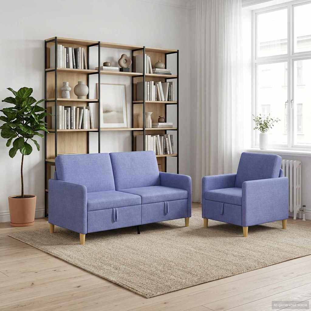 Bankenset met opbergruimte 2 pcs Jeans Blauw Polyester is nu te koop bij PeponiXL, paradijselijk wonen!