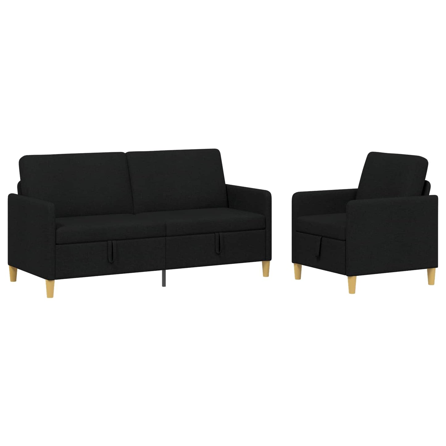 Bankenset met opbergruimte 2 pcs Zwart Polyester is nu te koop bij PeponiXL, paradijselijk wonen!
