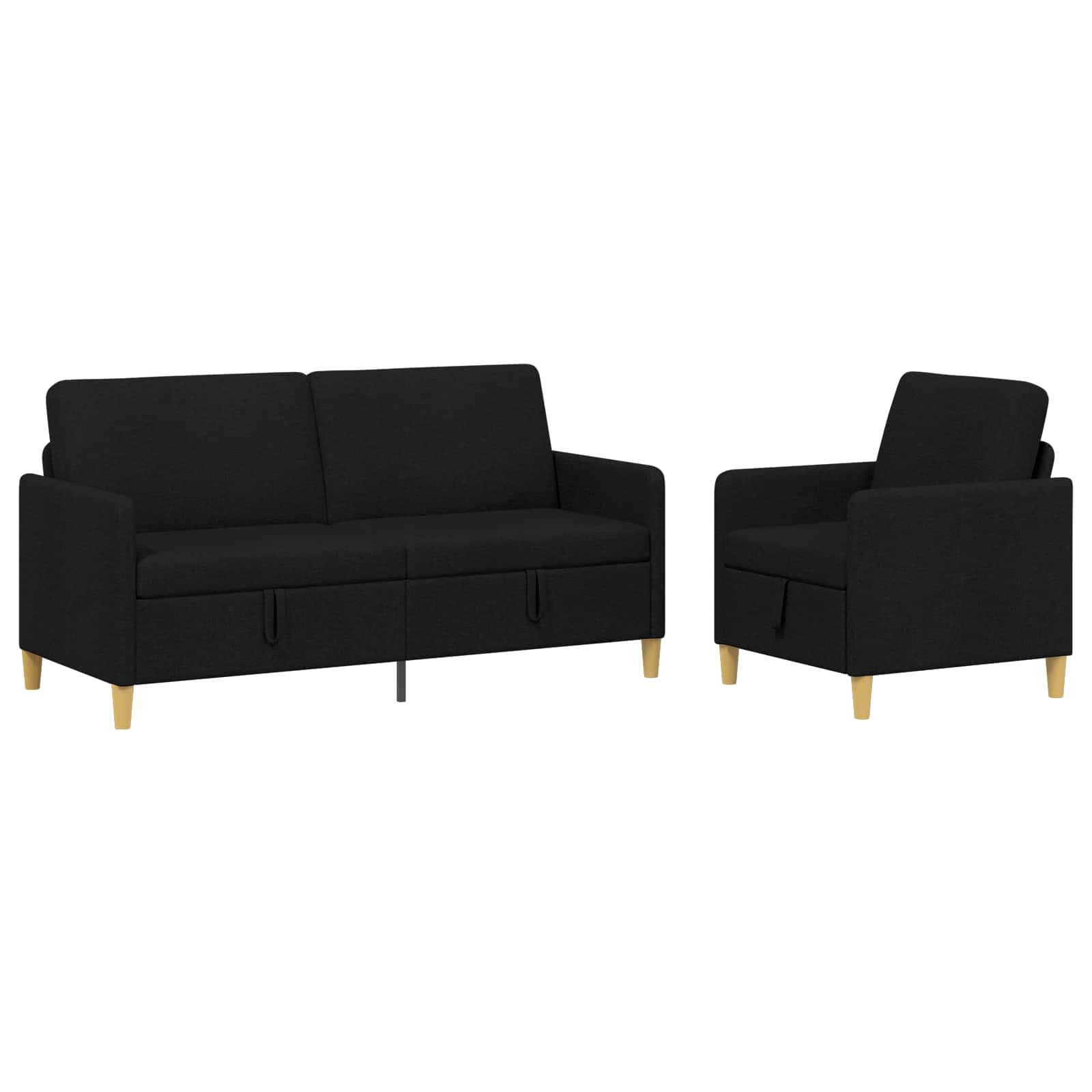 Bankenset met opbergruimte 2 pcs Zwart Polyester is nu te koop bij PeponiXL, paradijselijk wonen!