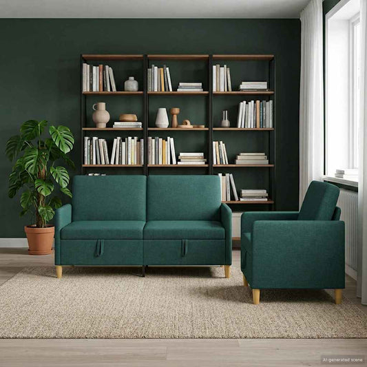 Bankenset met opbergruimte 2 pcs Donkergroen Polyester is nu te koop bij PeponiXL, paradijselijk wonen!
