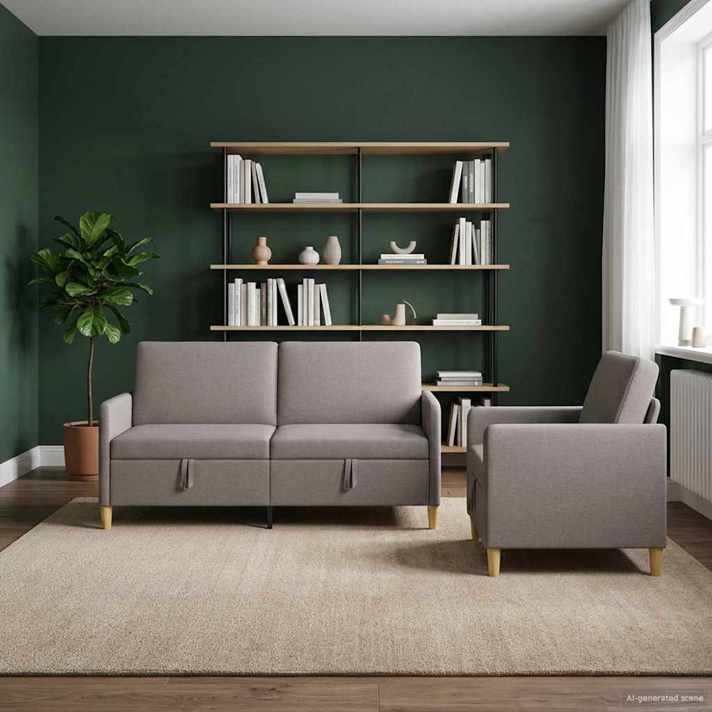 Bankenset met opbergruimte 2 pcs Taupe Polyester is nu te koop bij PeponiXL, paradijselijk wonen!