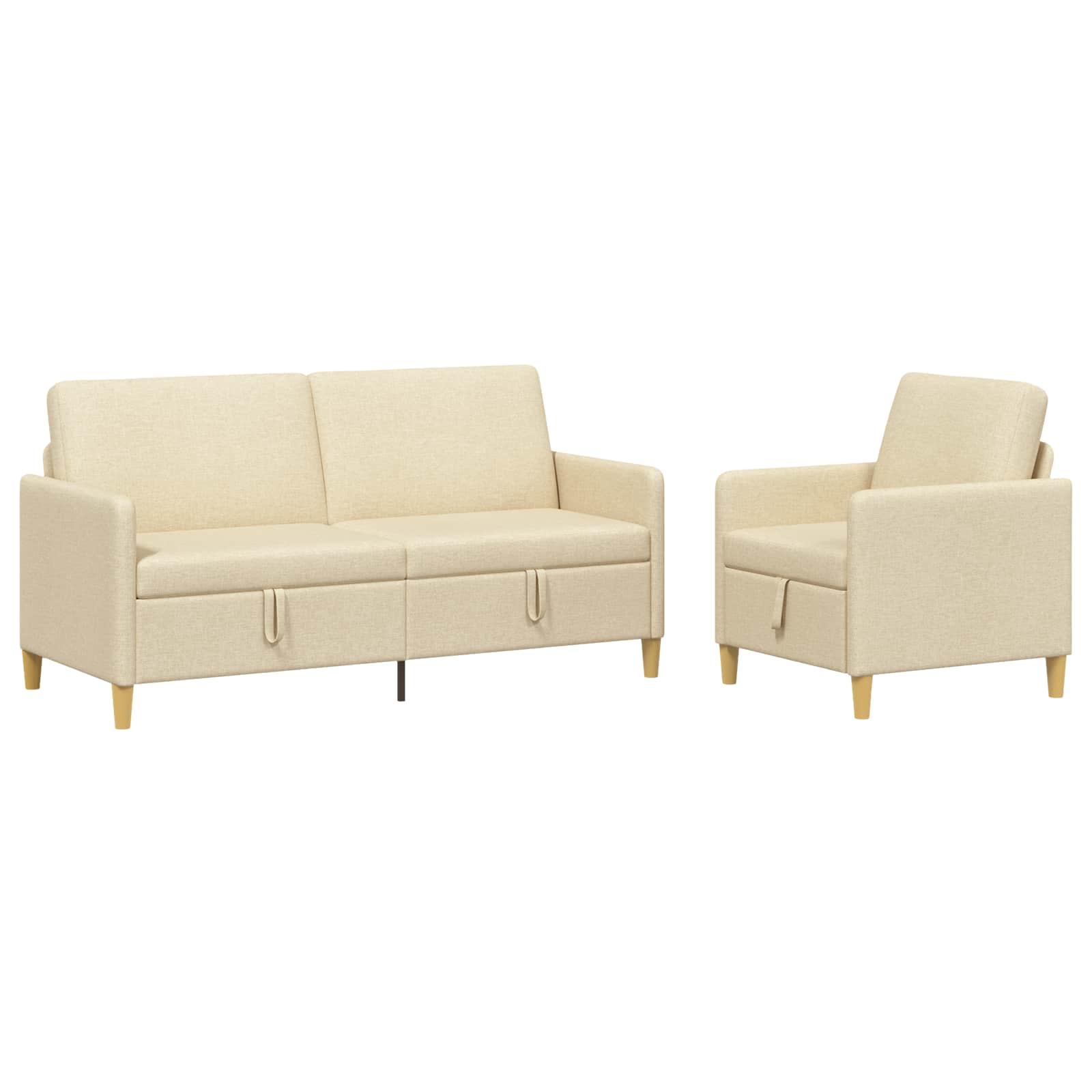 Bankenset met opbergruimte 2 pcs Crèmekleurig Polyester is nu te koop bij PeponiXL, paradijselijk wonen!
