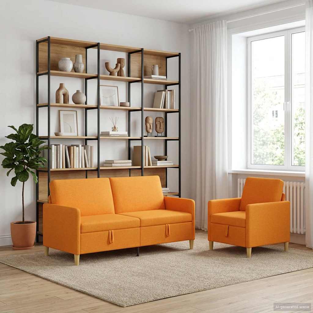 Bankenset met opbergruimte 2 pcs Donkergeel Polyester is nu te koop bij PeponiXL, paradijselijk wonen!