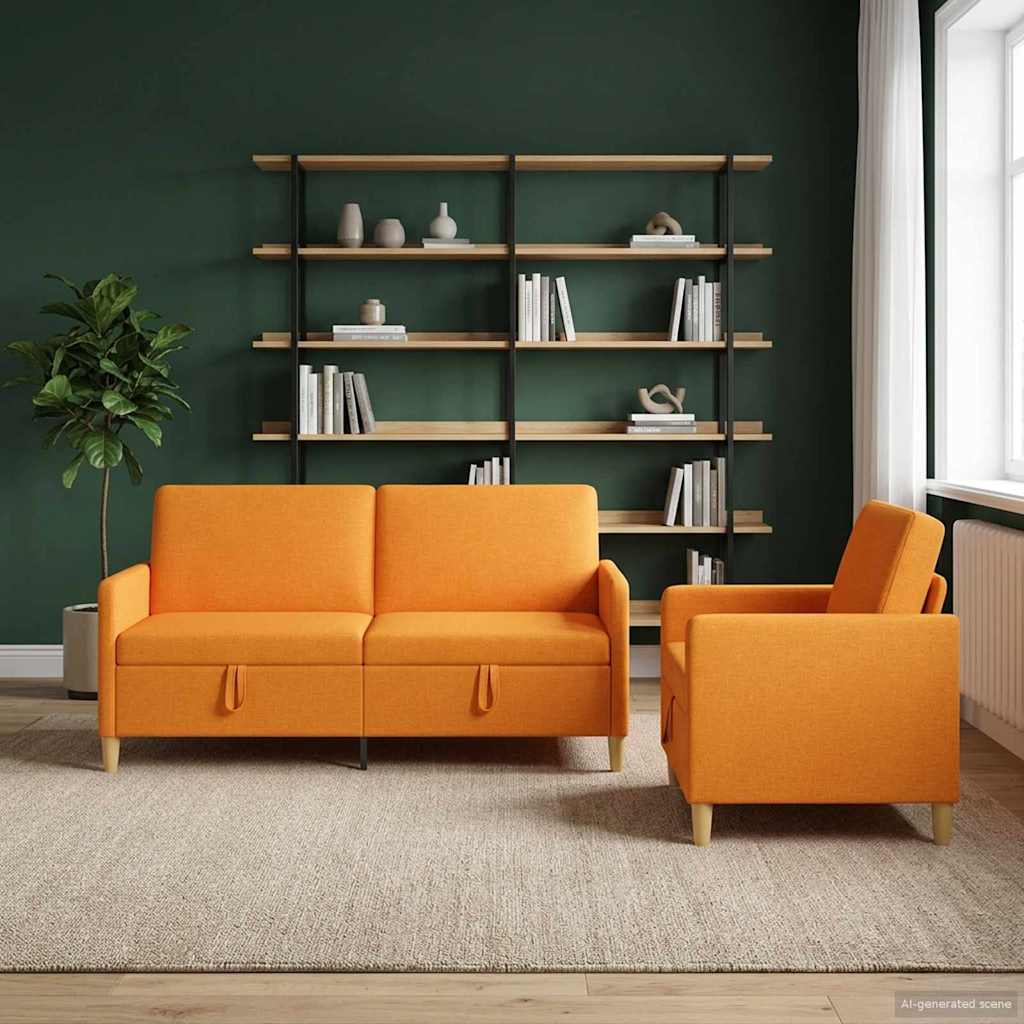 Bankenset met opbergruimte 2 pcs Donkergeel Polyester is nu te koop bij PeponiXL, paradijselijk wonen!