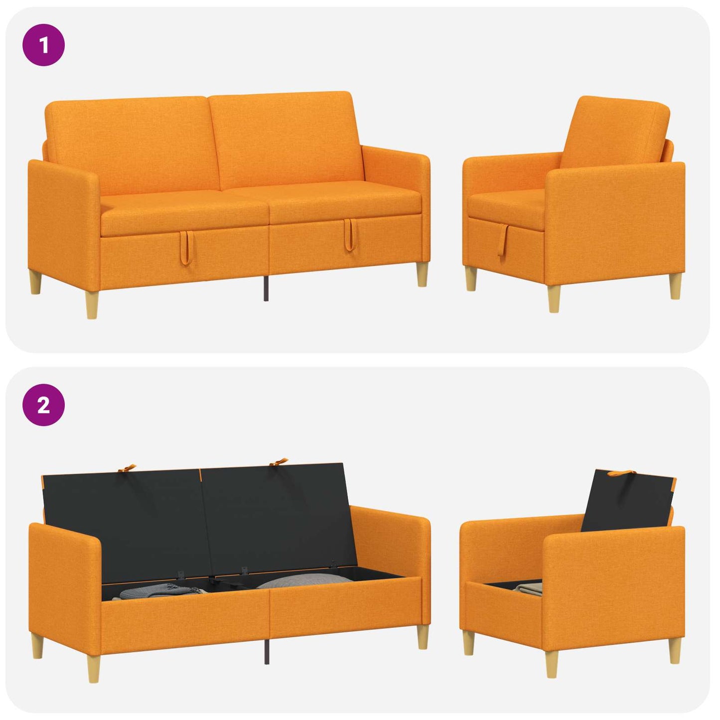 Bankenset met opbergruimte 2 pcs Donkergeel Polyester is nu te koop bij PeponiXL, paradijselijk wonen!
