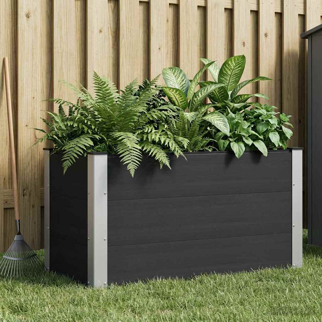 Verhoogde plantenbak Zwart 100 x 50 x 54 cm WPC en Aluminium is nu te koop bij PeponiXL, paradijselijk wonen!
