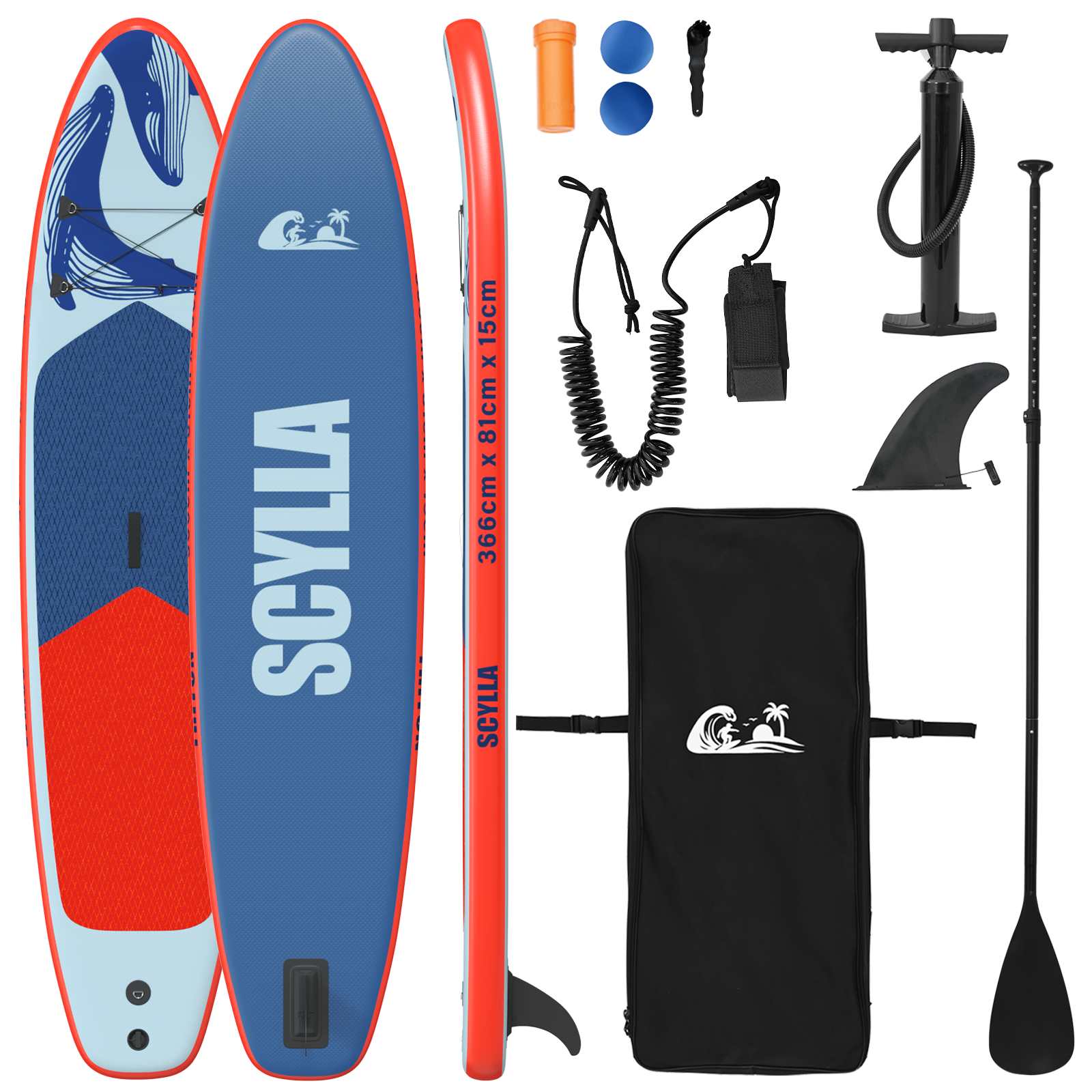 Opblaasbaar Stand Up Paddle Board SCYLLA 366 x 81 x 15 cm Blauw is nu te koop bij PeponiXL, paradijselijk wonen!