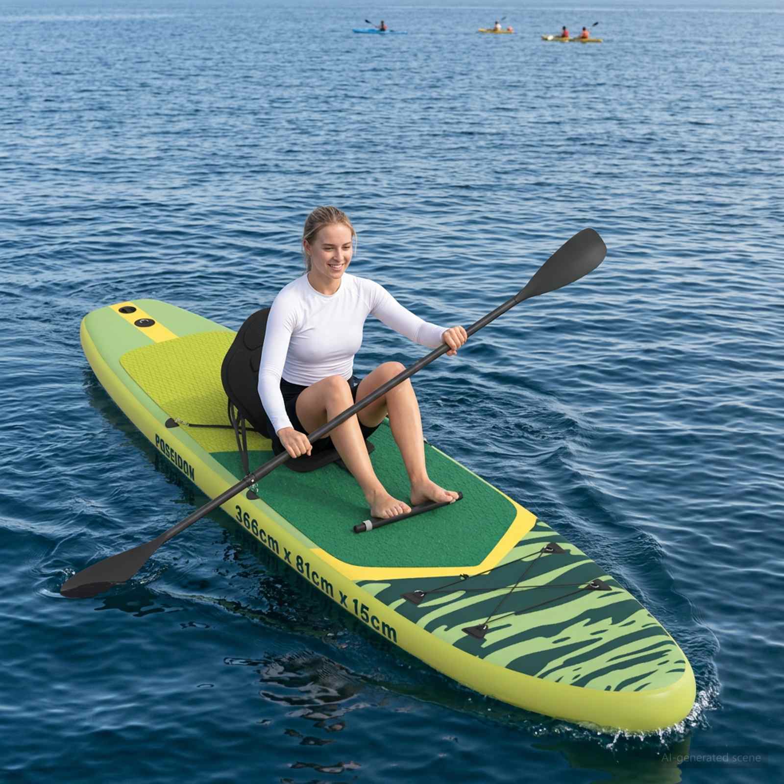 SUP Board met zitplaats 2-in-1 POSEIDON 366 x 81 x 15 cm Groen is nu te koop bij PeponiXL, paradijselijk wonen!
