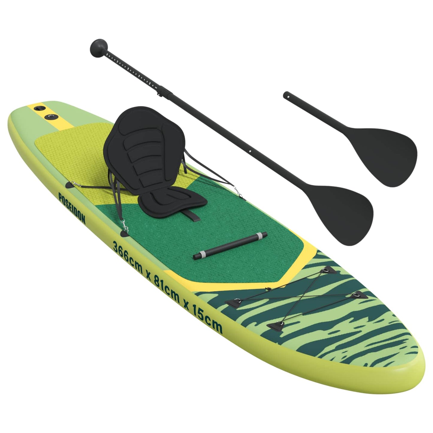 SUP Board met zitplaats 2-in-1 POSEIDON 366 x 81 x 15 cm Groen is nu te koop bij PeponiXL, paradijselijk wonen!