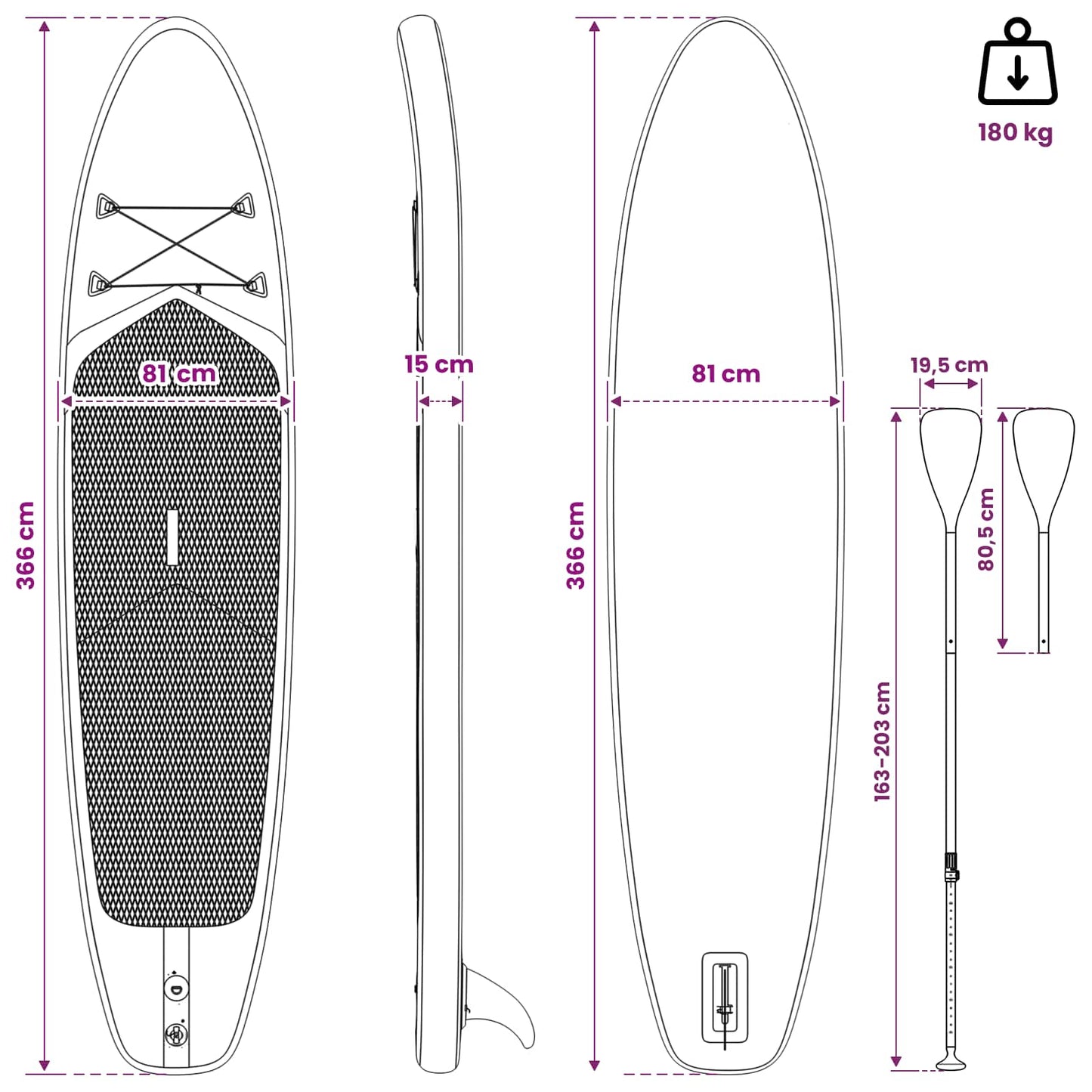 SUP Board met zitplaats 2-in-1 TRITON 366 x 81 x 15 cm Blauw is nu te koop bij PeponiXL, paradijselijk wonen!