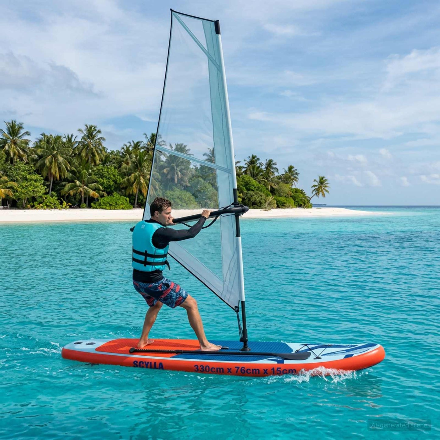 Opblaasbaar SUP Board met Zeil SCYLLA 330 x 76 x 15 cm Blauw is nu te koop bij PeponiXL, paradijselijk wonen!