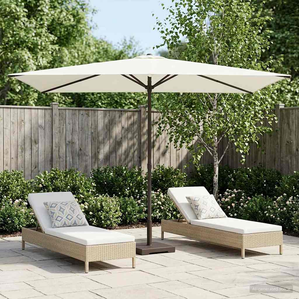 Tuinparasol 200 x 300 cm Polyester Rechthoekig Crèmekleurig is nu te koop bij PeponiXL, paradijselijk wonen!
