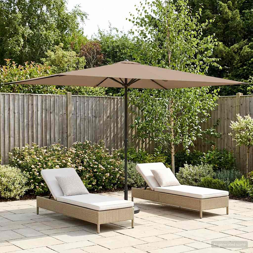 Tuinparasol 200 x 300 cm Polyester Rechthoekig Taupe is nu te koop bij PeponiXL, paradijselijk wonen!